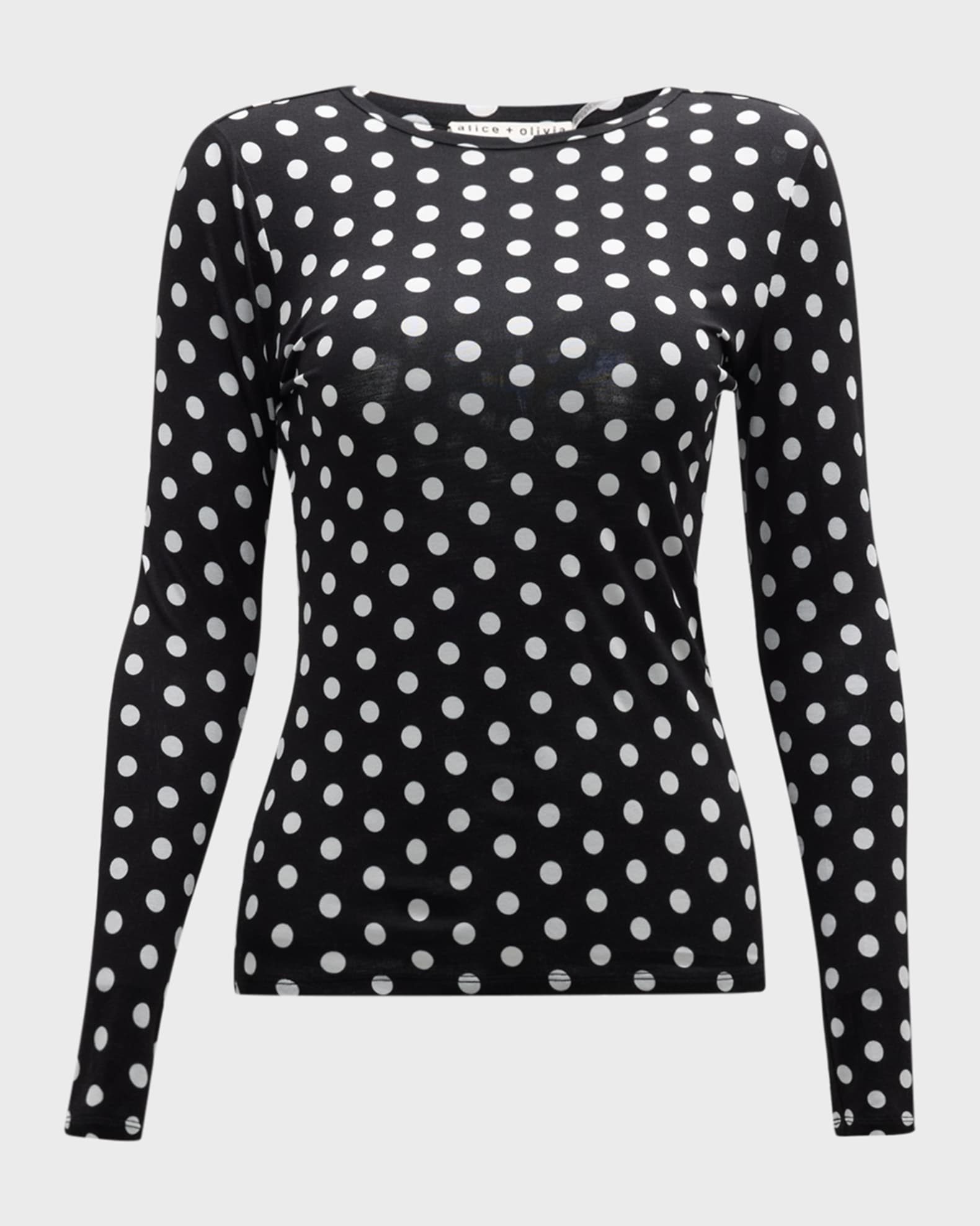 Polka Dot Cropped Crewneck: Blue/White
