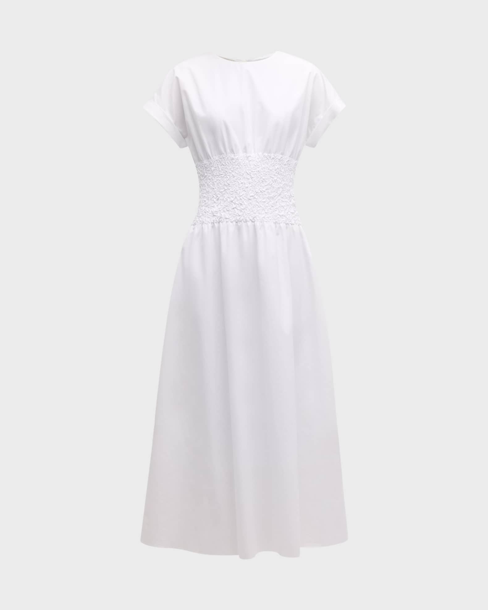 Lafayette 148 New York Smocked A-Line Cotton-Silk Maxi Dress