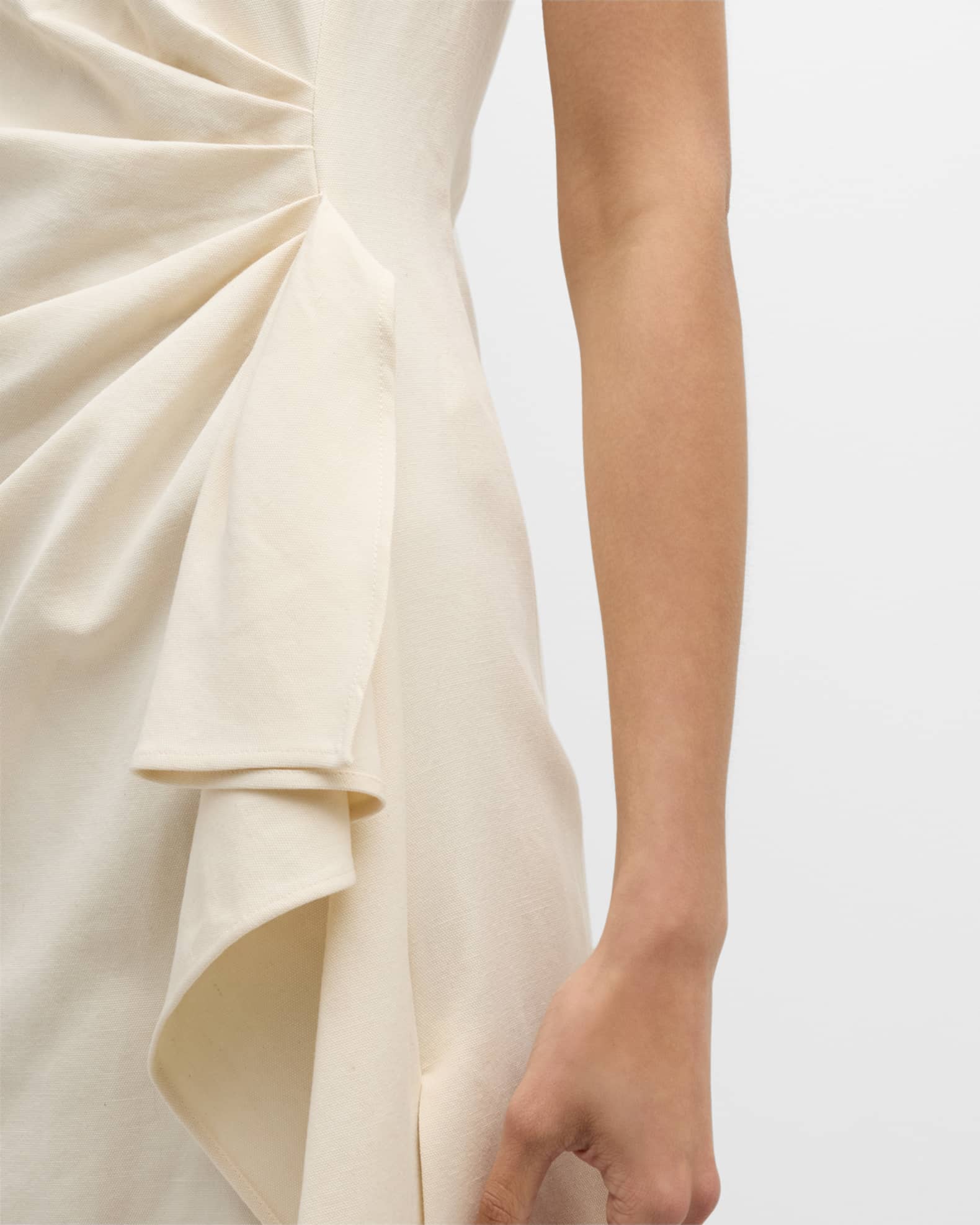 Women's Cotton Linen Midi Dress - Backless Summer Sundress, A-Line Pleated,  Beach & Vacation Dress