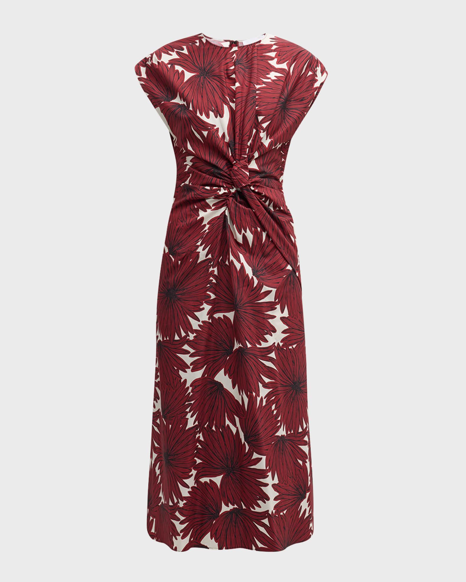 MANT Floral print Cotton Midi Dress Cherry