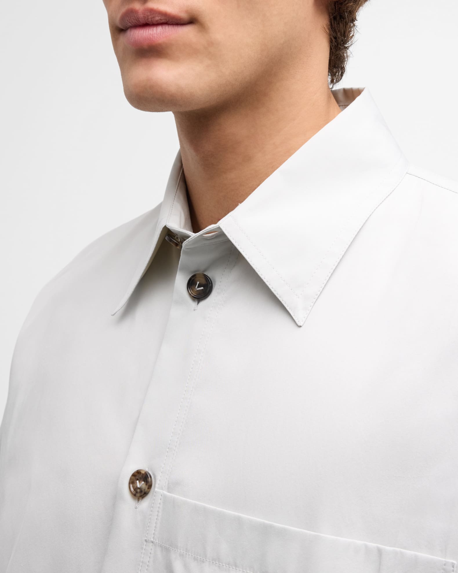 Bottega Veneta Men's Technical Cotton-Silk Shirt | Neiman Marcus