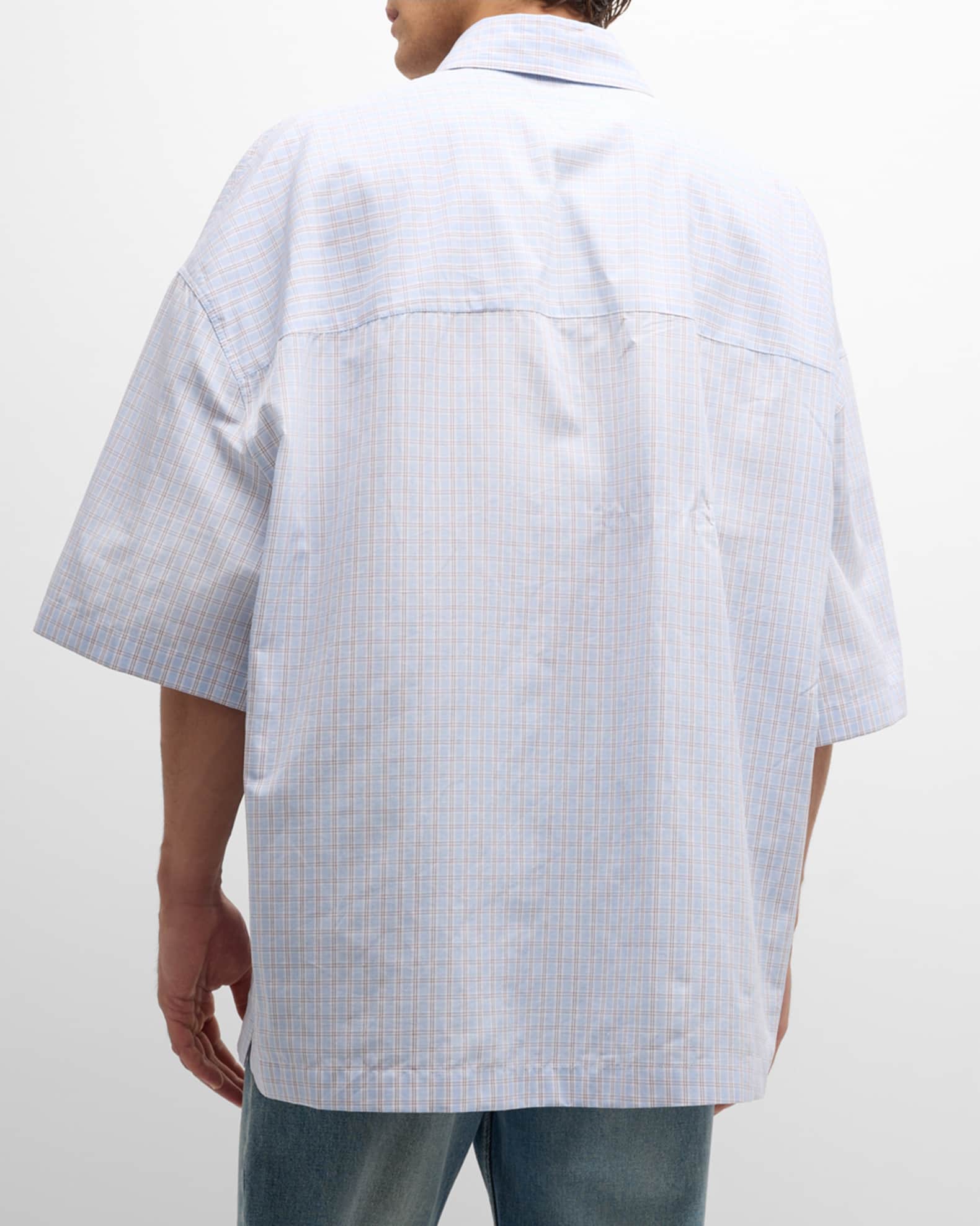 Bottega Veneta Men's Oversized Check Sport Shirt | Neiman Marcus