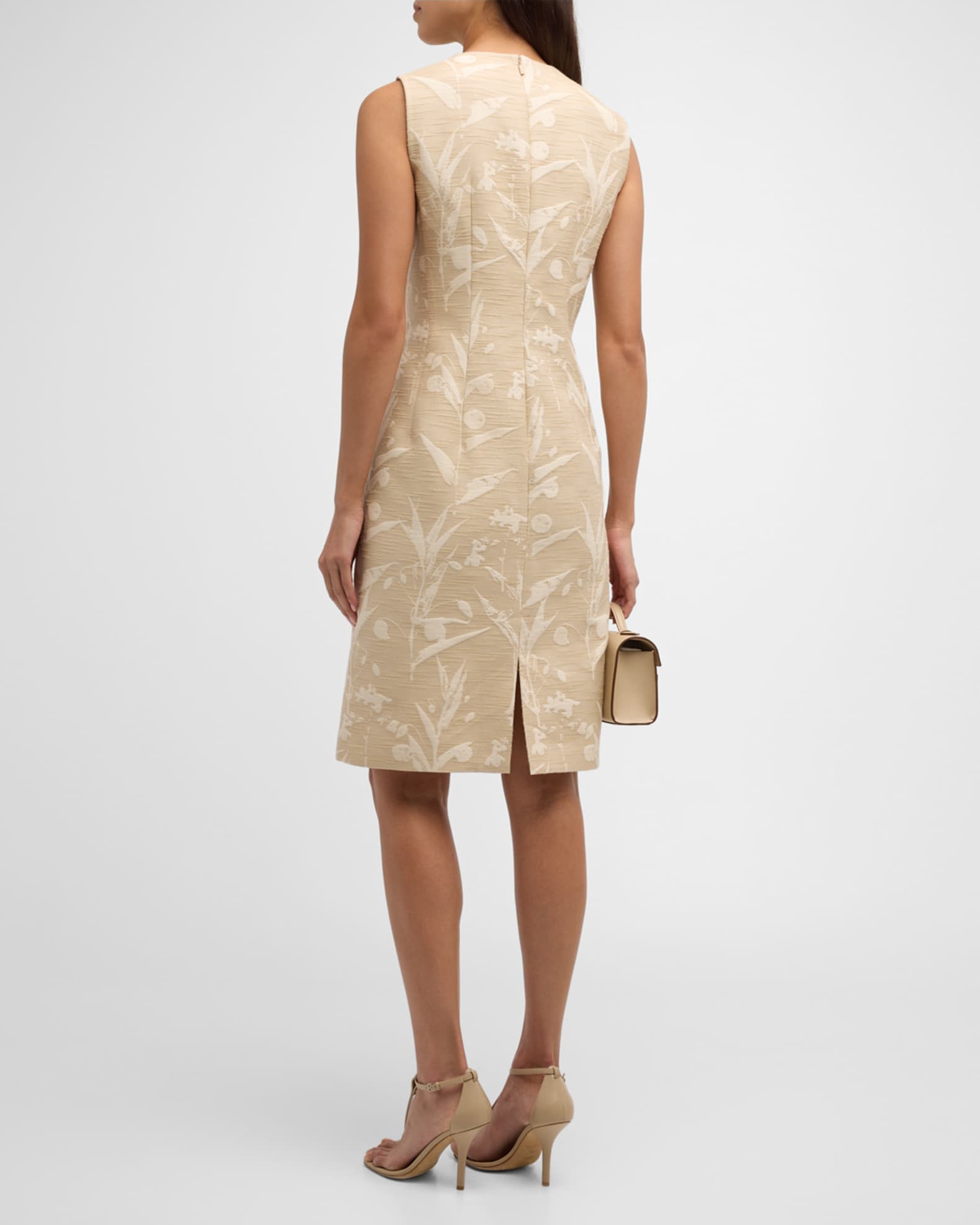 Sleeveless Floral Jacquard Midi Dress main image 1