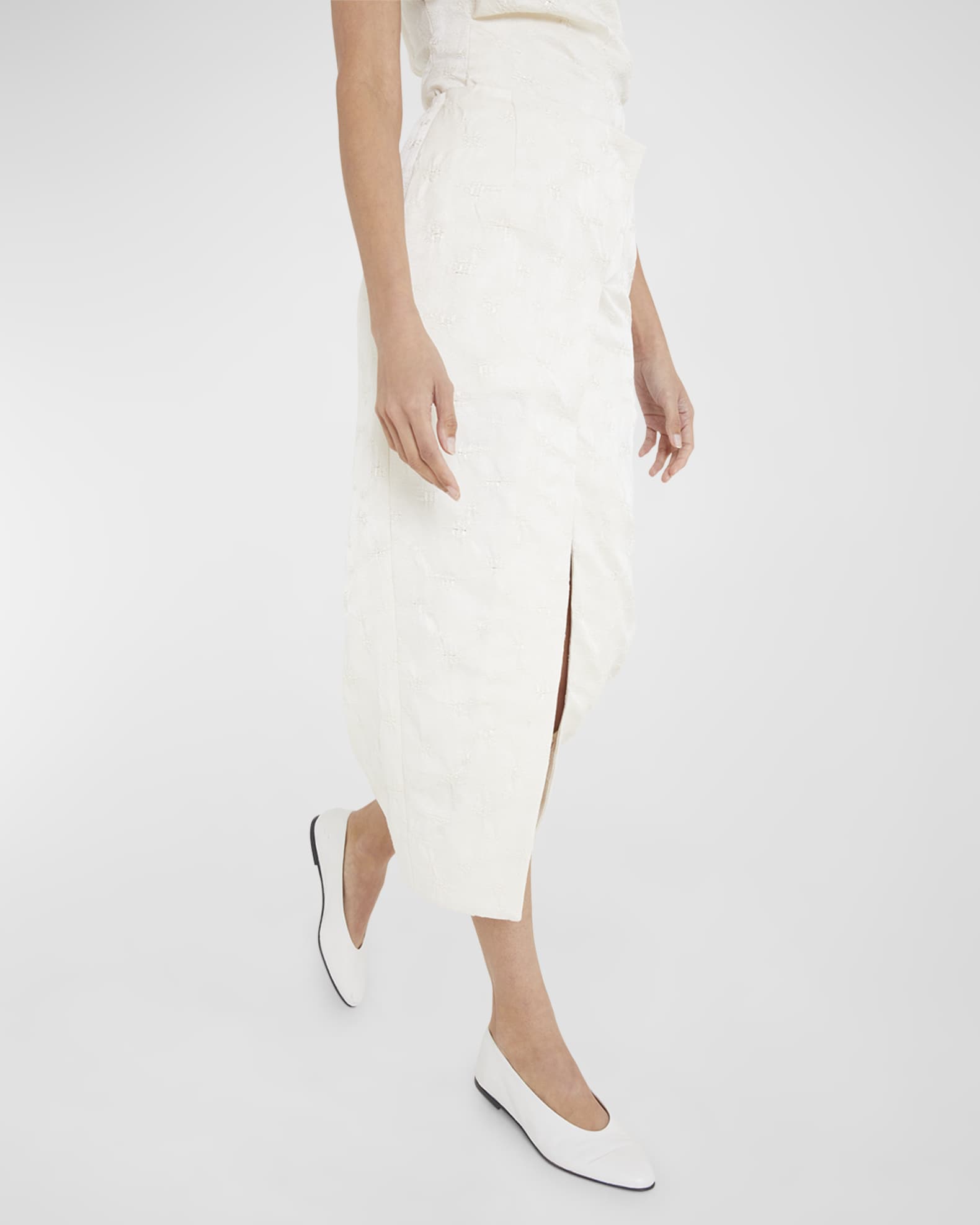 TOVE White Flor Midi Skirt