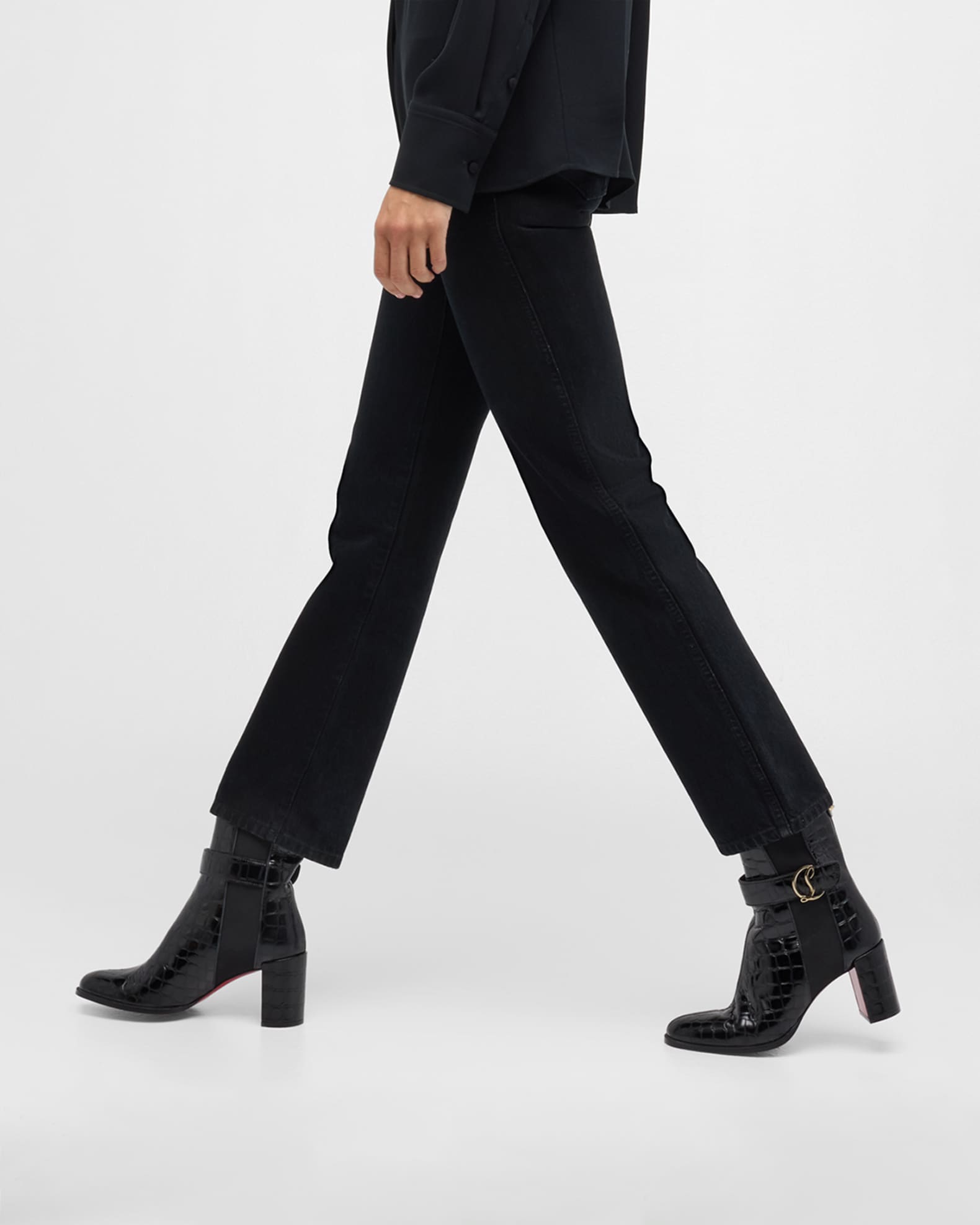 Croco Chelsea Red Sole Booties 1
