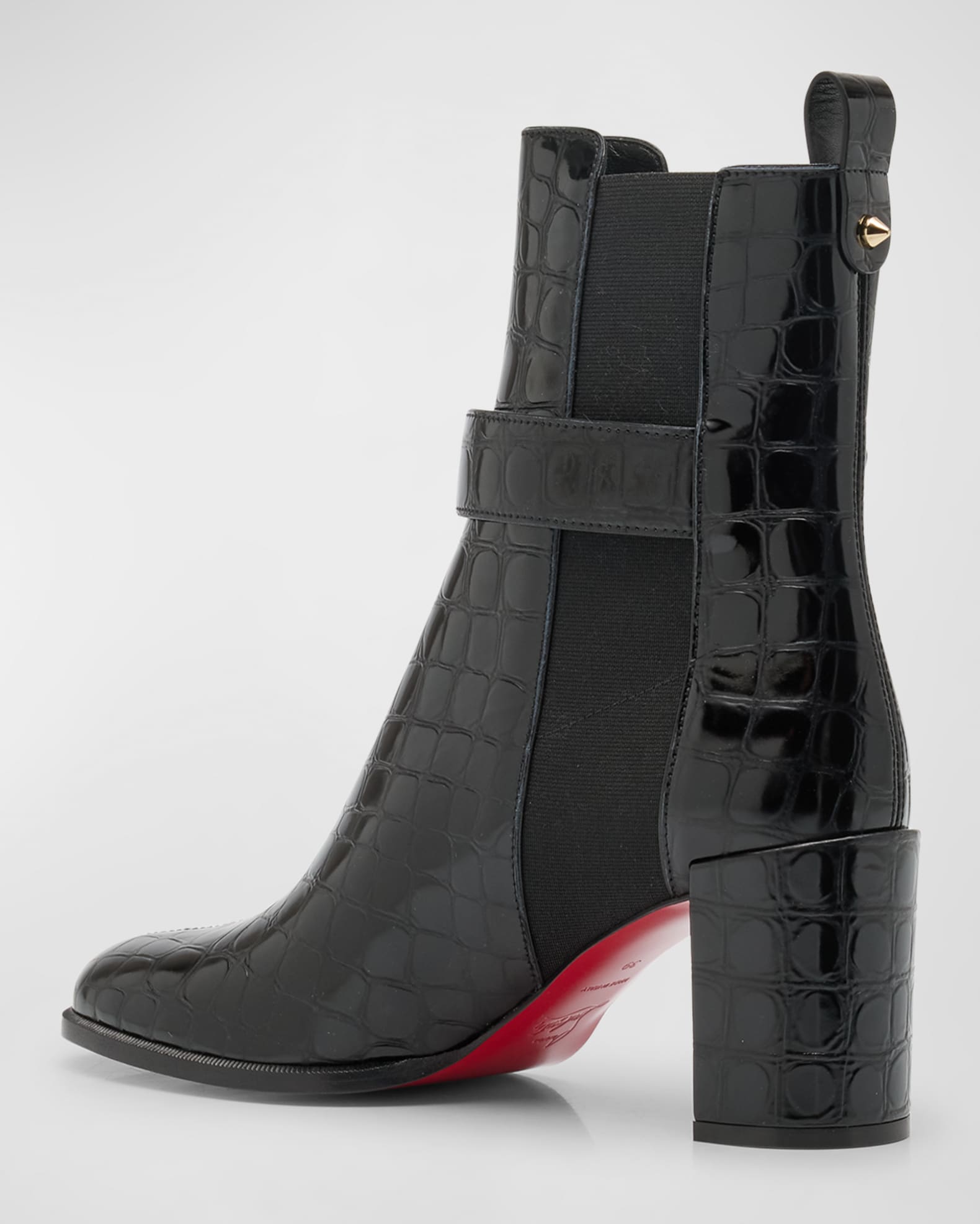 Christian Louboutin Women s Croc Embossed Chelsea Boot Black Ankle Boots 7.5