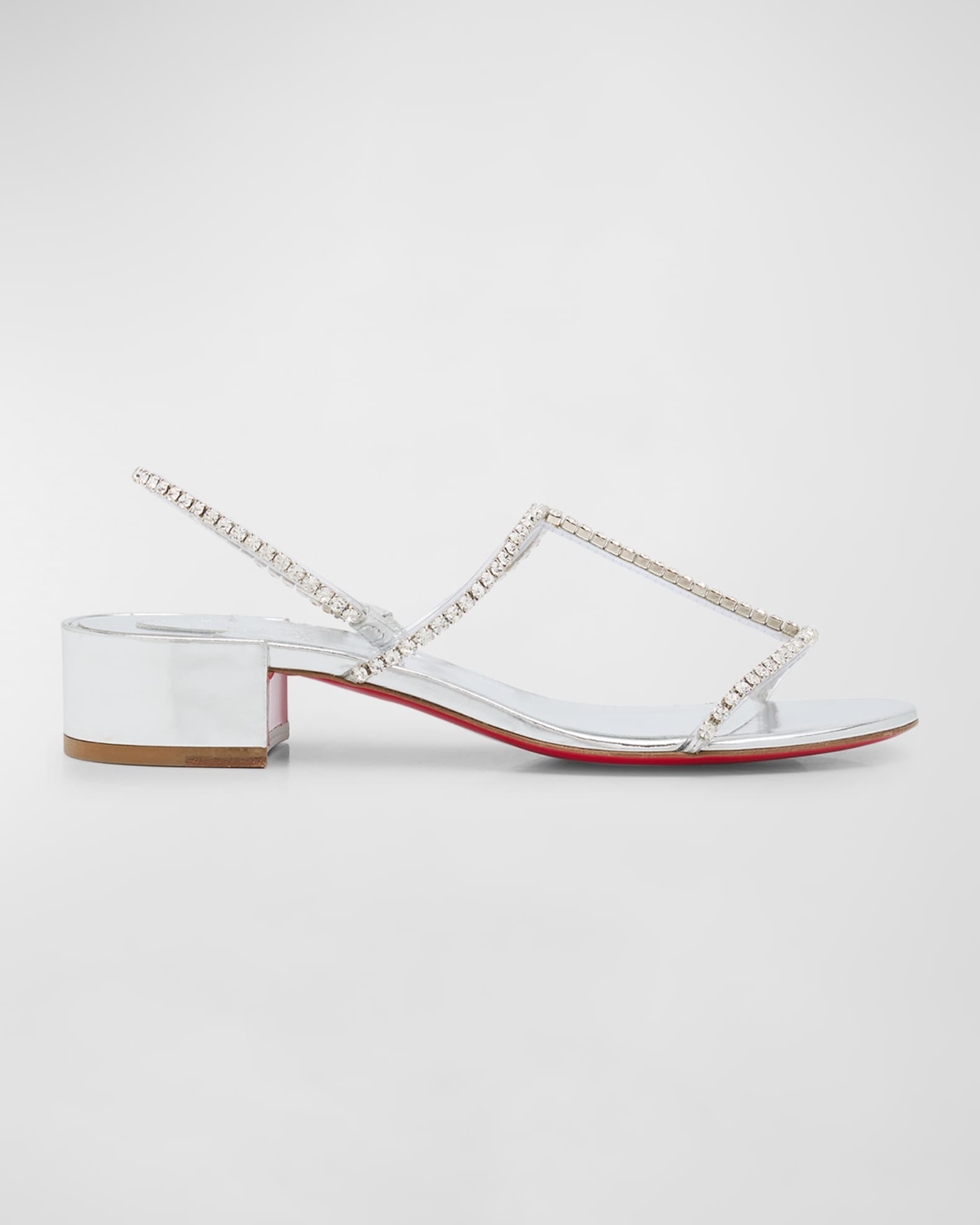 Christian Louboutin Simple Queenie Crystal T Strap Red Sole Sandals Neiman Marcus