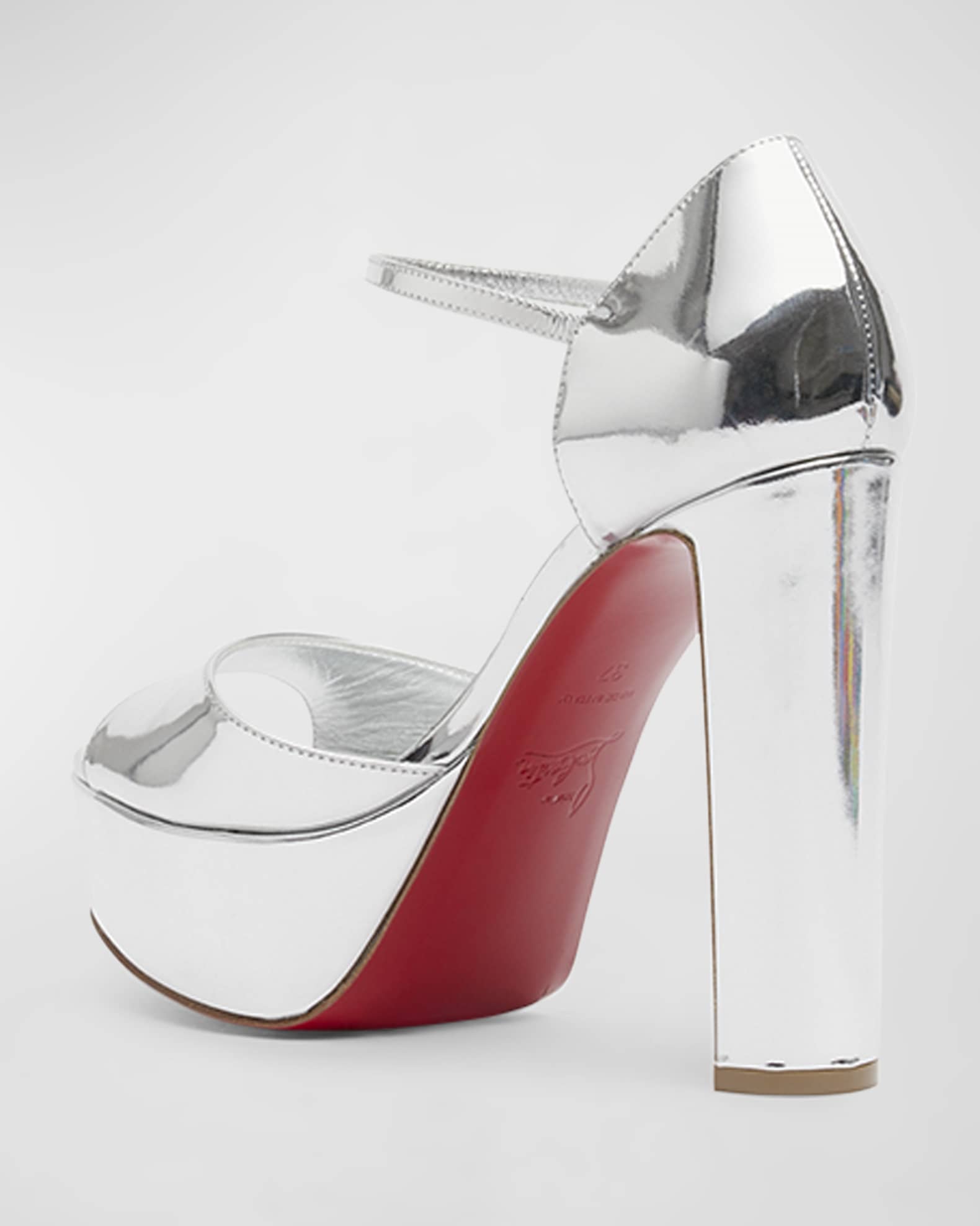 Christian Louboutin Sandaloo Metallic Red Sole Platform Sandals Silver Women s 41EU Sandals Platform Sandals