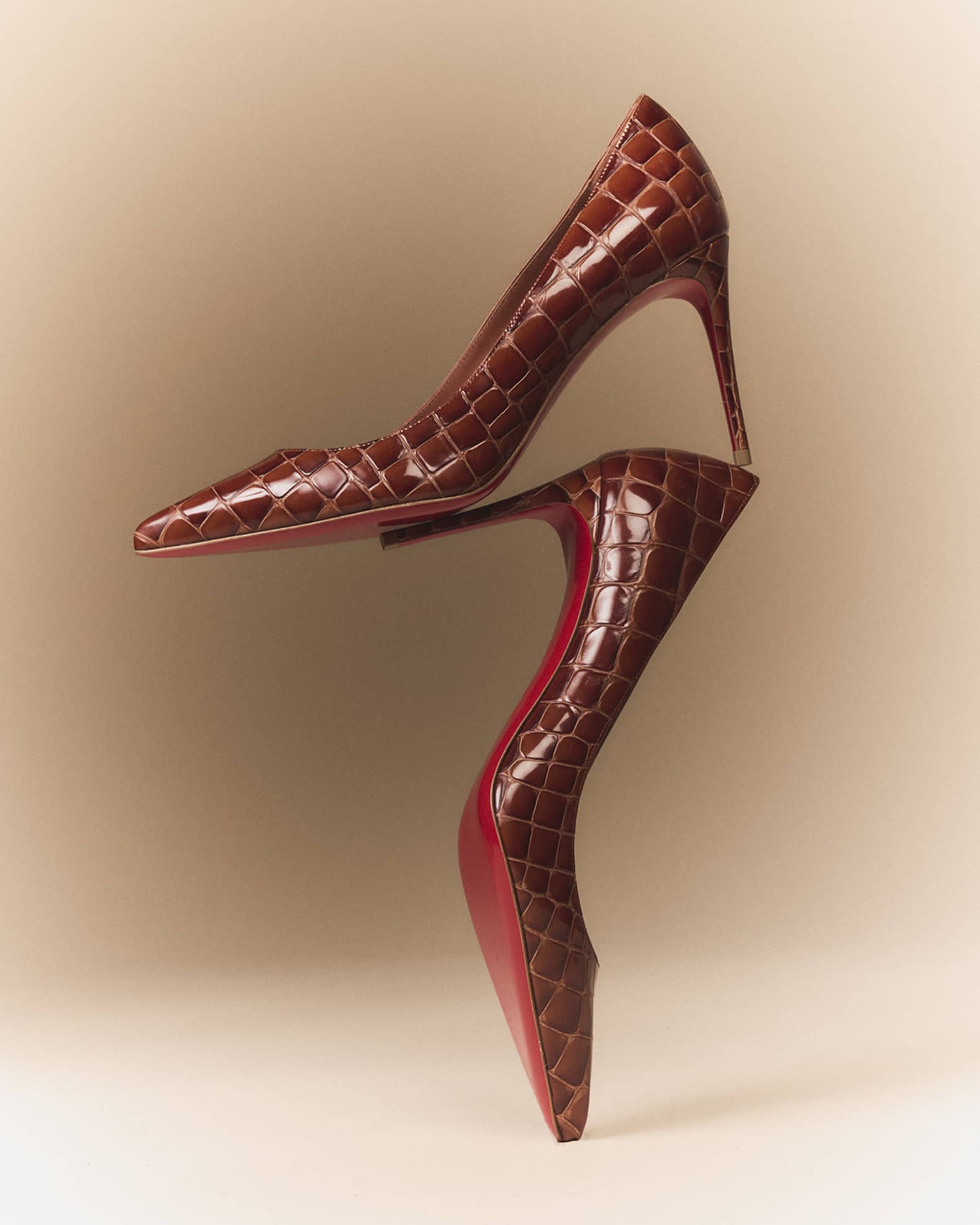 Christian Louboutin Kate Croco Red Sole Classic Pumps Neiman Marcus