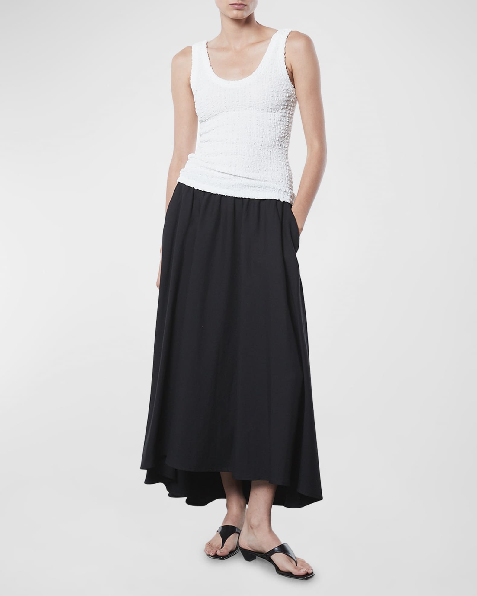 Enza Costa Twill Circle Midi Skirt Neiman Marcus