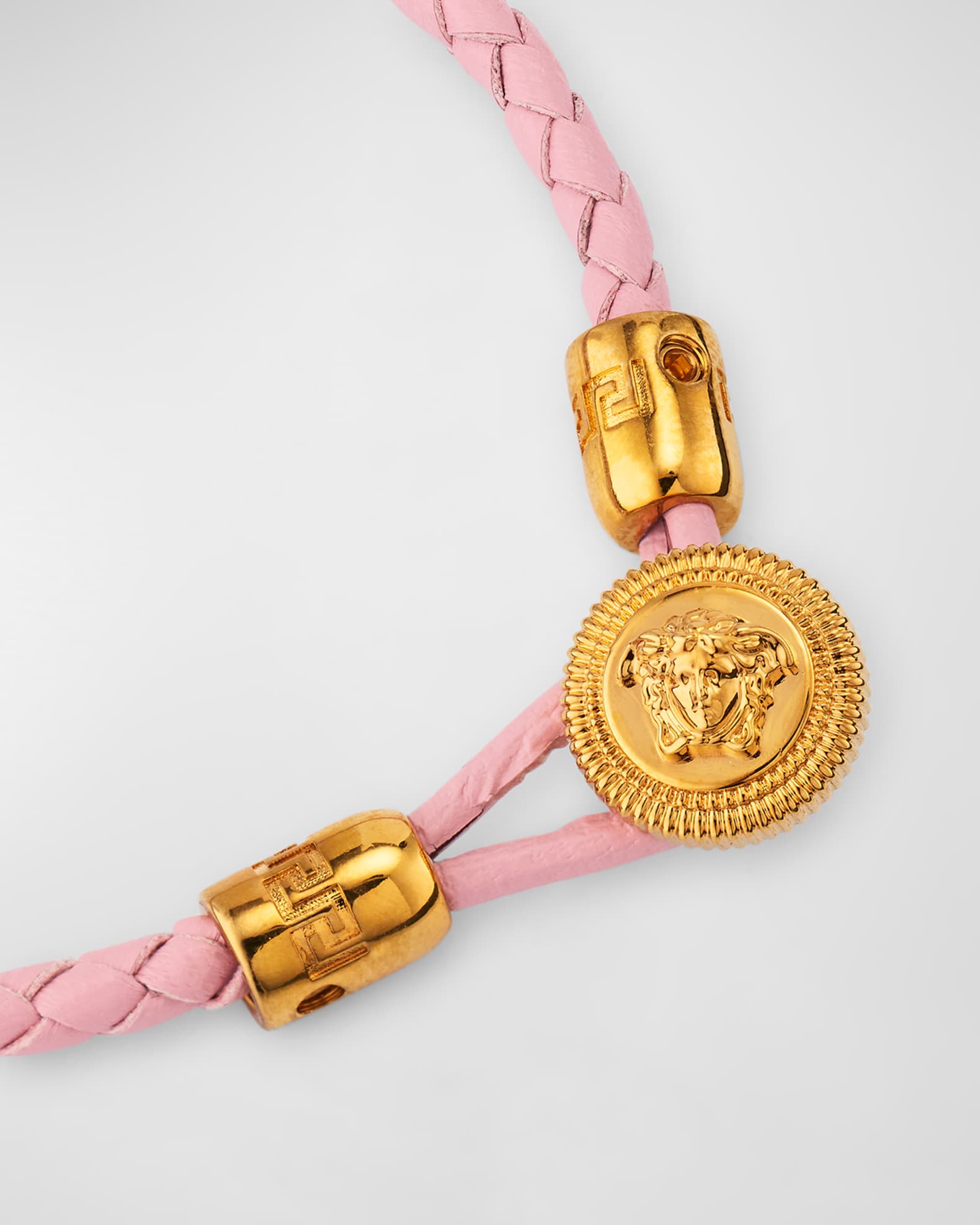 アクセサリー Gianni Versace Medusa Leather Bracelet Medusa Braided Leather Bracelet Black,Gold | VERSACE US