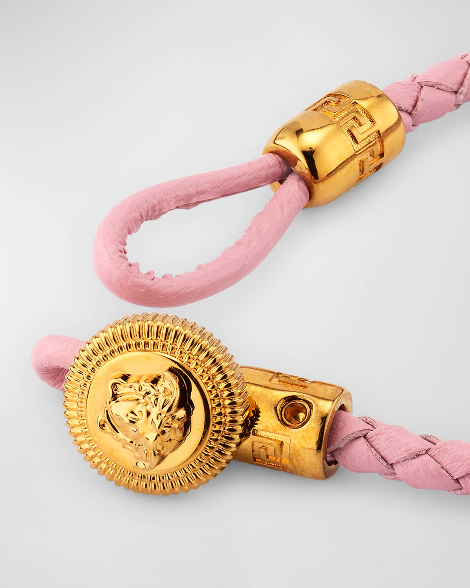 ブレスレット Bracelet - Versace - l - Pink Versace Medusa Button on Leather Bracelet | Neiman Marcus