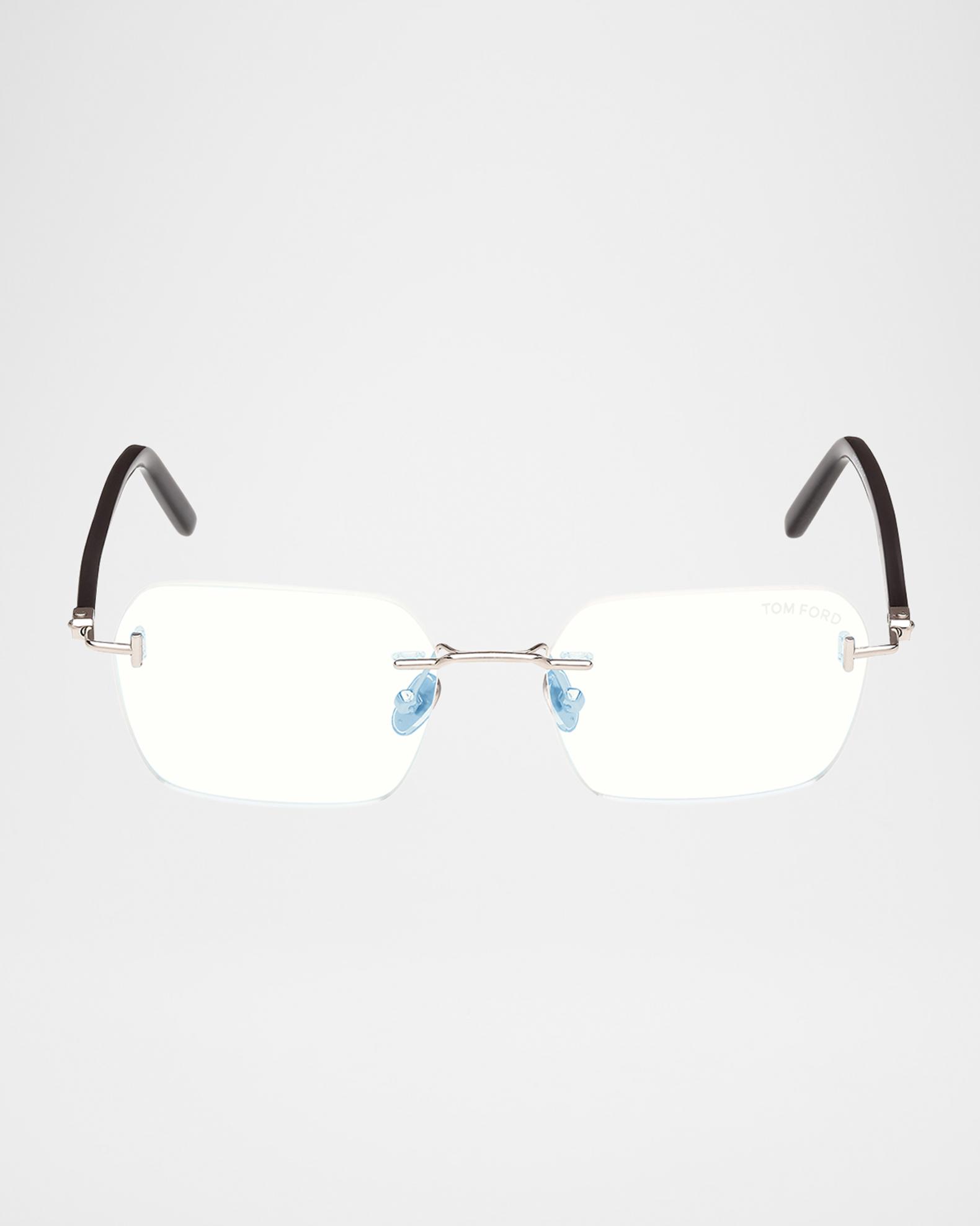 Tom Ford Rimless Eyeglasses with Silver Bridge and Clear Lenses Tom Ford FT6117-B Glasses 030 Shiny Deep Gold - eye-oo.com main image 3
