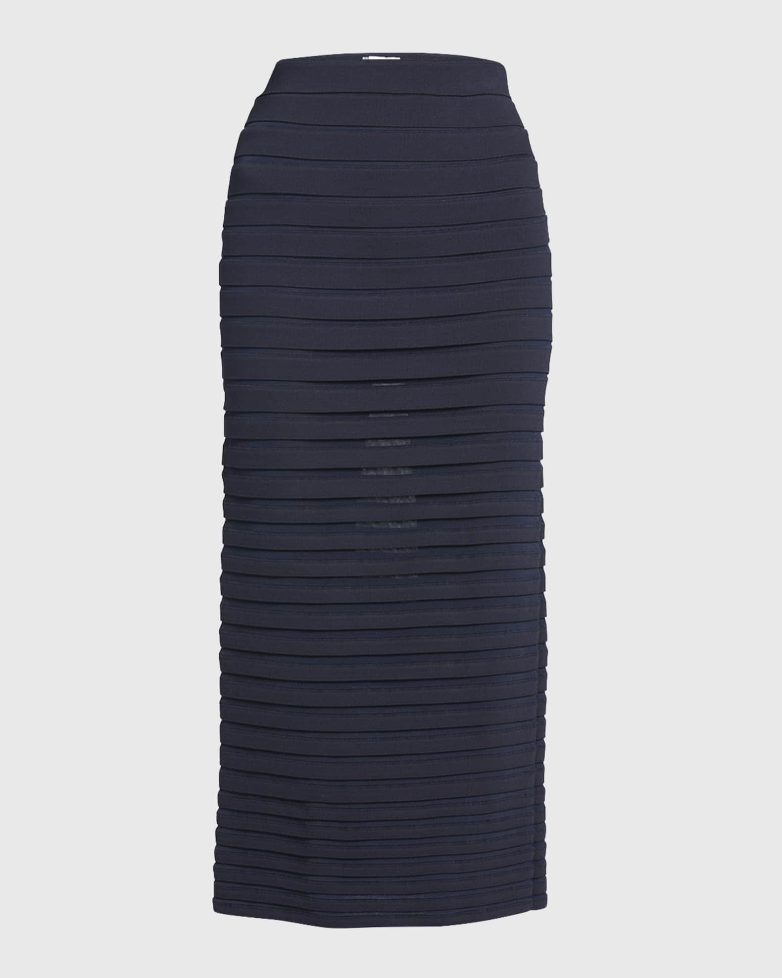 ALAIA Stretch Panelled Ribbed Knit Midi Pencil Skirt