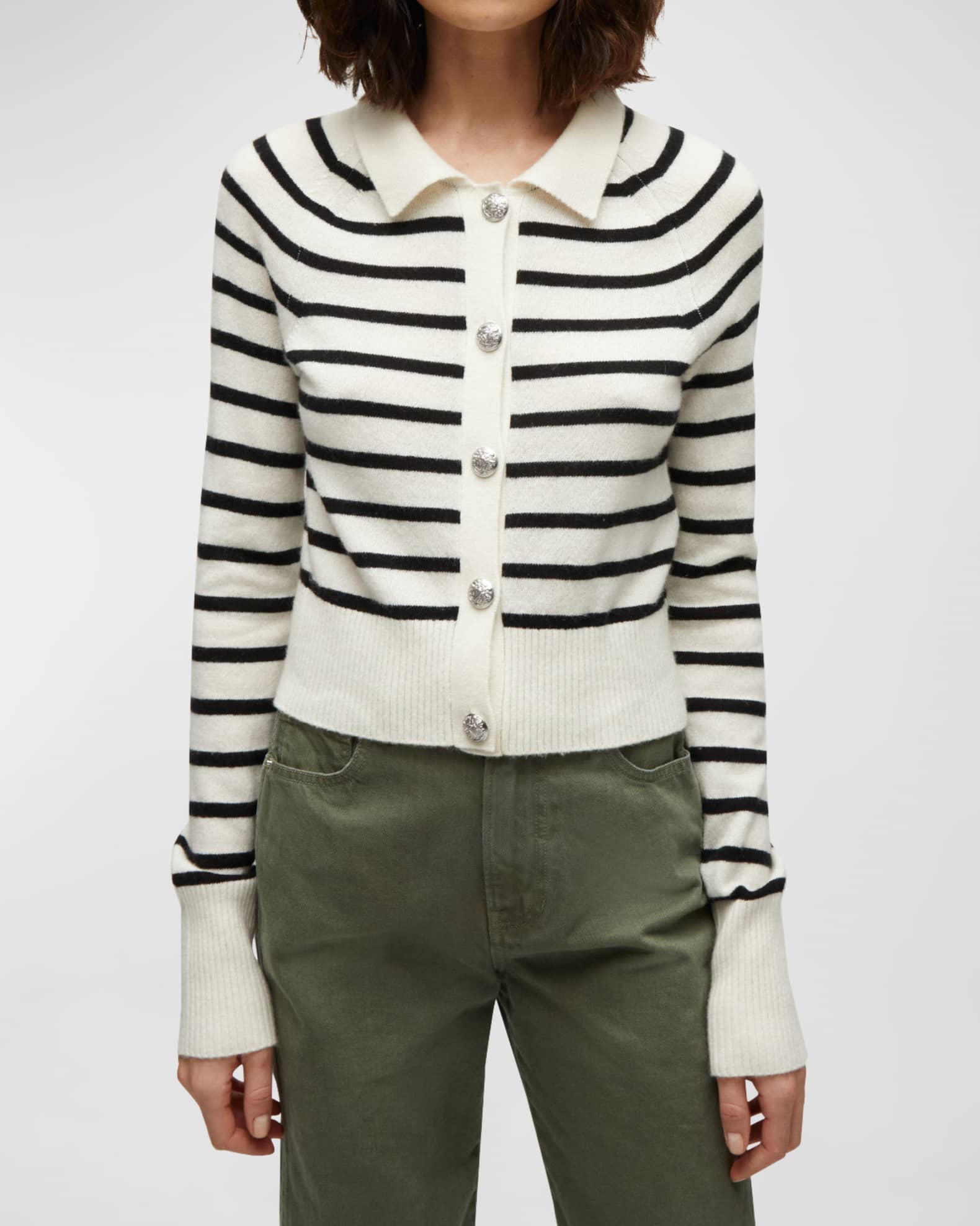 Veronica Beard Cheshire Striped Cashmere Cardigan | Neiman Marcus