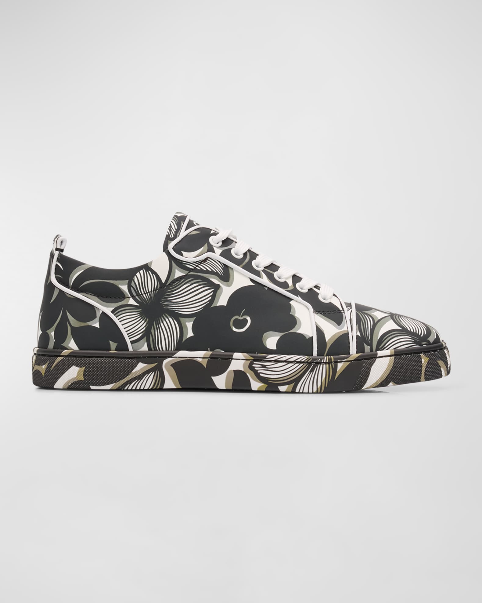 Christian Louboutin Men's Louis Junior Leather Petunia-Print Low-Top Sneakers