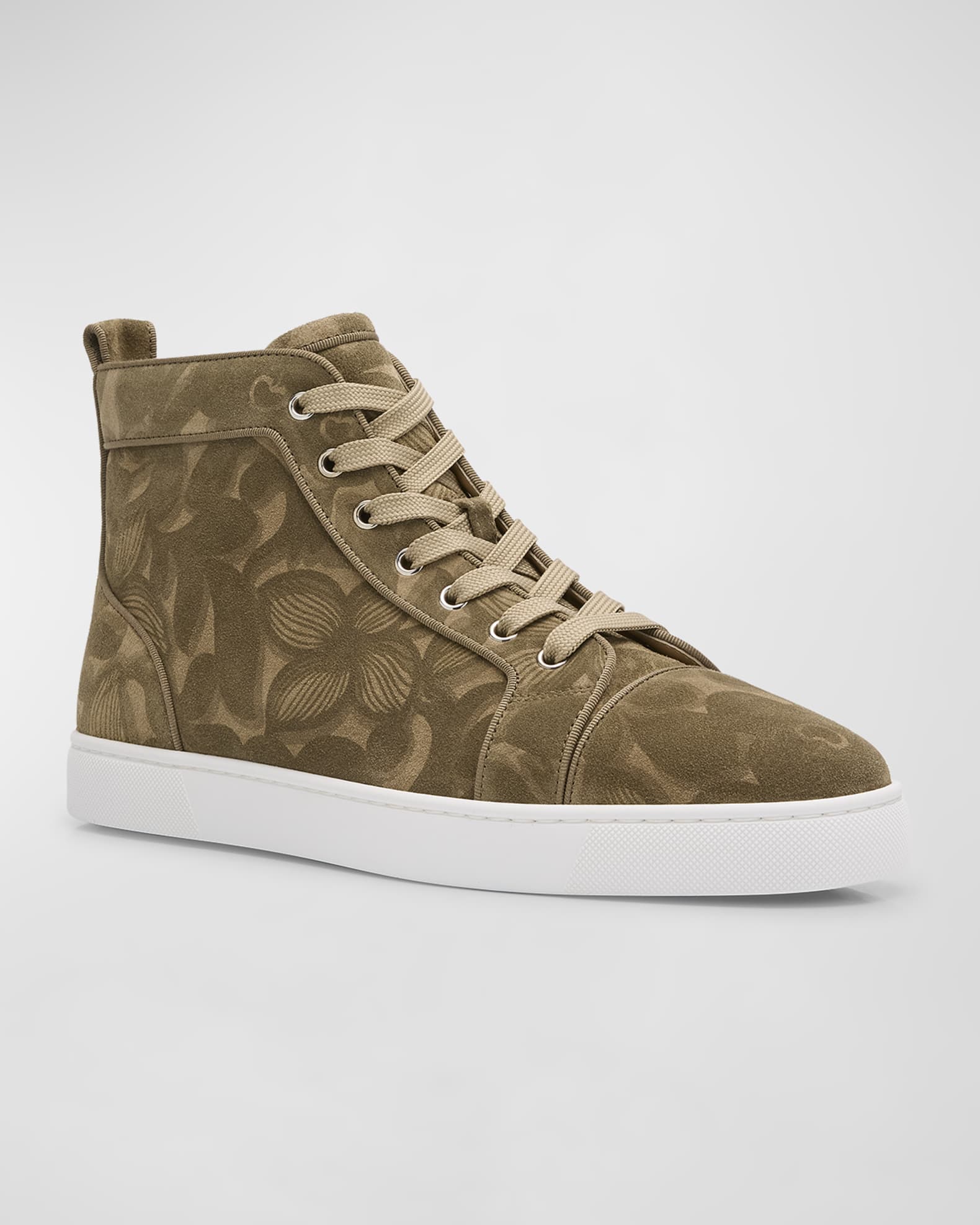 Christian Louboutin Men s Louis Orlato Petunia Leather High Top Sneakers Neiman Marcus