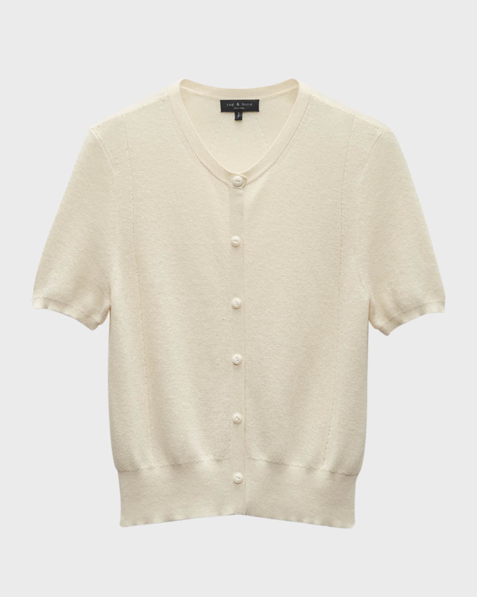 【DISCERNMENT】Basic collar knit short sleeve cardigan Rag & Bone Dina Short-Sleeve Cardigan | Neiman Marcus