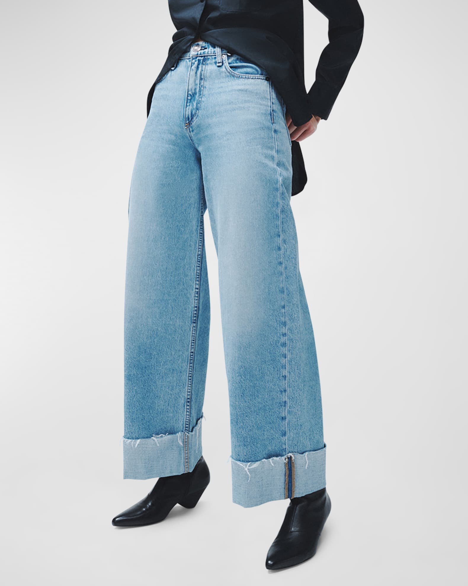 Rag & Bone Sofie High-Stretch Ankle Jeans with Cuff | Neiman Marcus