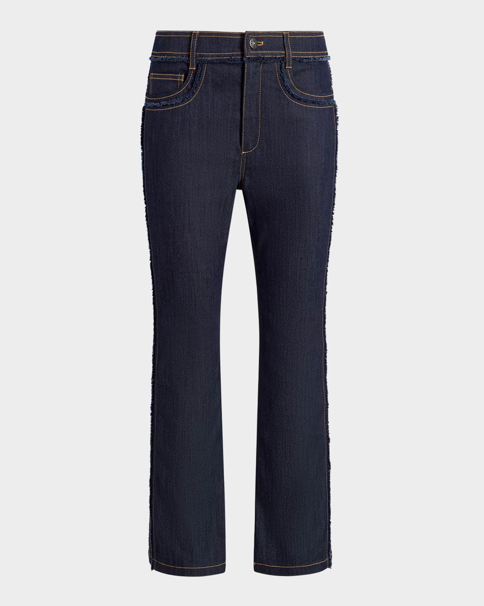 Cinq a Sept Sallie Piped Cropped Bootcut Denim Pants Neiman Marcus