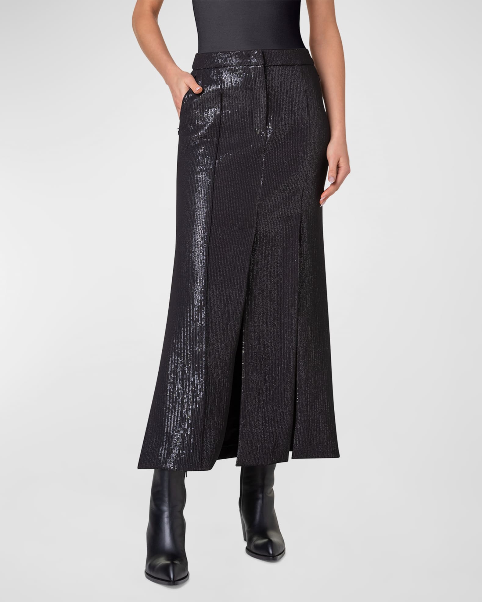 Akris Silk Chiffon Sequin Maxi Skirt | Neiman Marcus