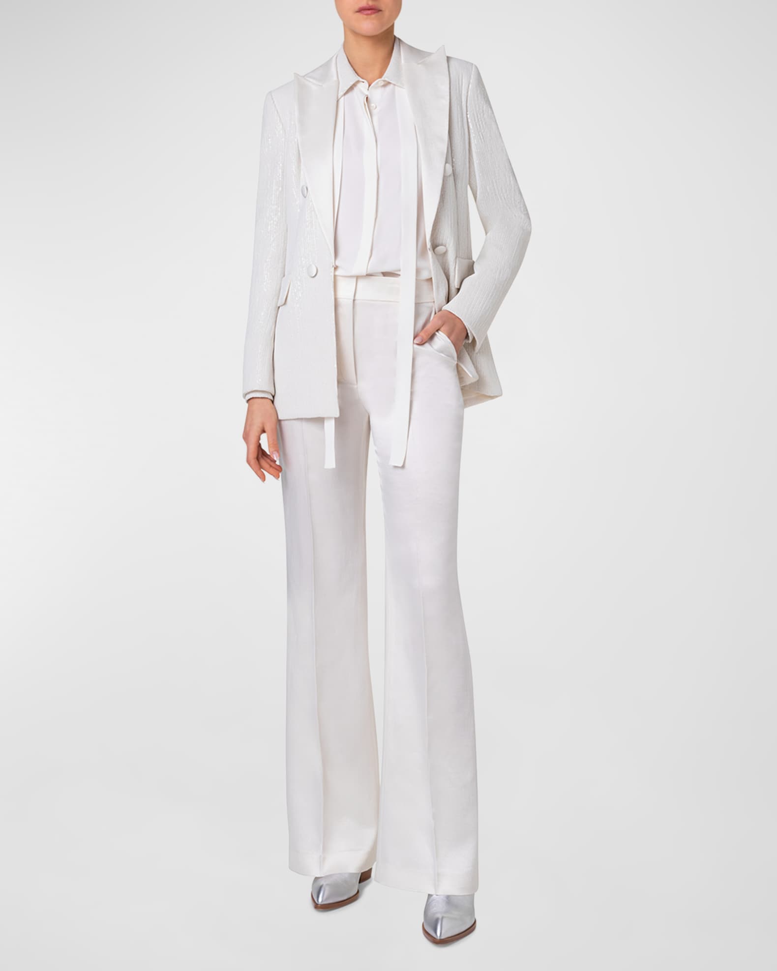 Lucia Silk Chiffon Sequin Tuxedo Jacket 1