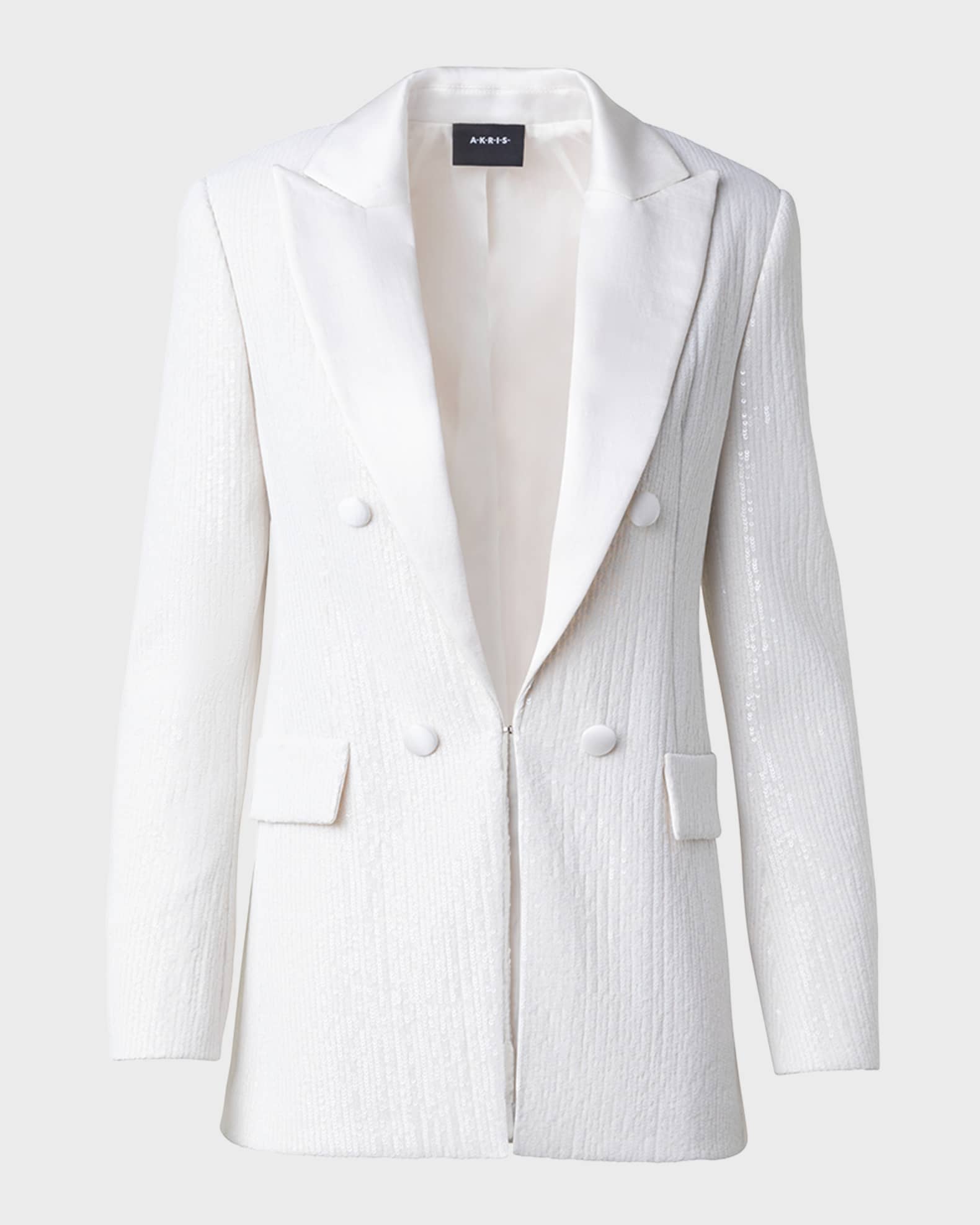 Lucia Silk Chiffon Sequin Tuxedo Jacket 0