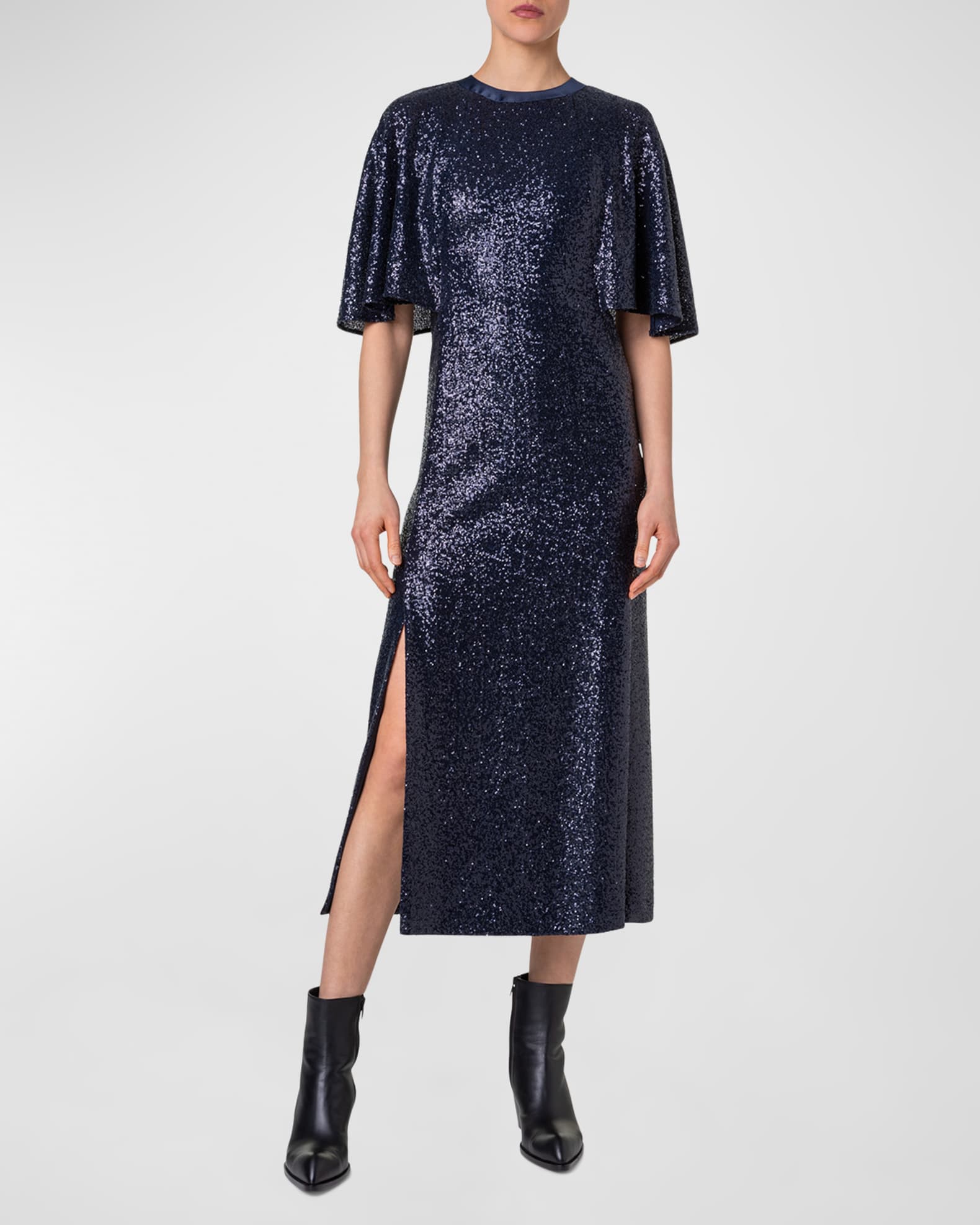 Sequin Jersey Cape Dress 1
