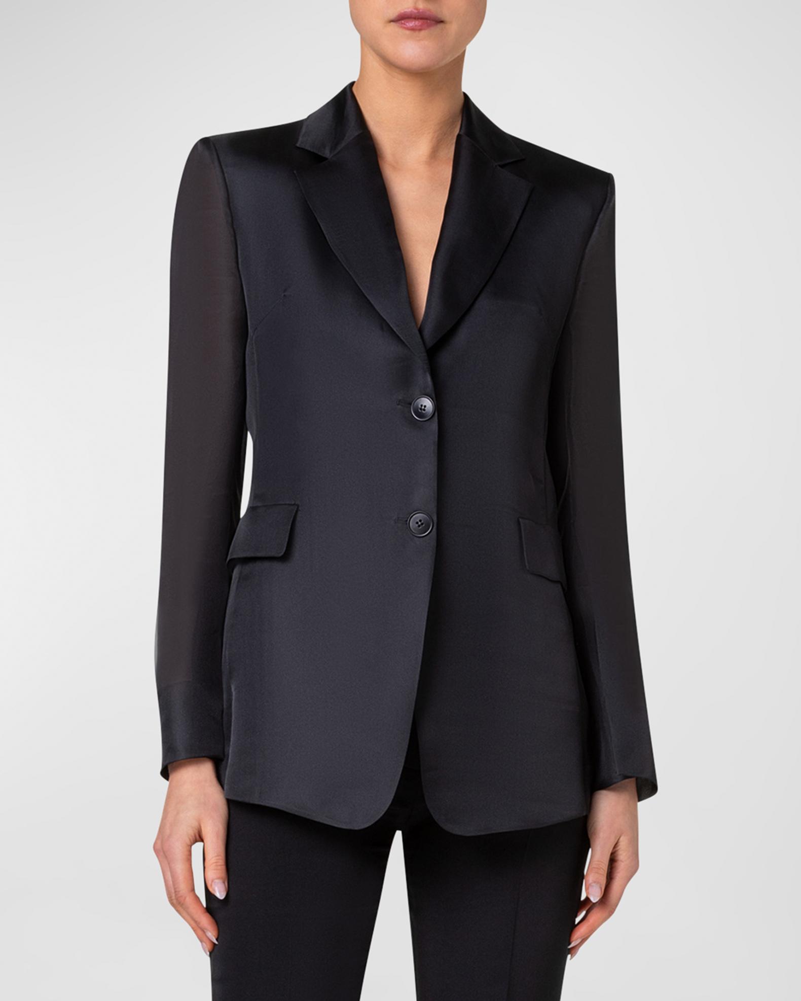 Blazer Akris En Coton Mesh Bleu - Taille 6, Occasion Très Bon état, Style Sheer Et élégant !