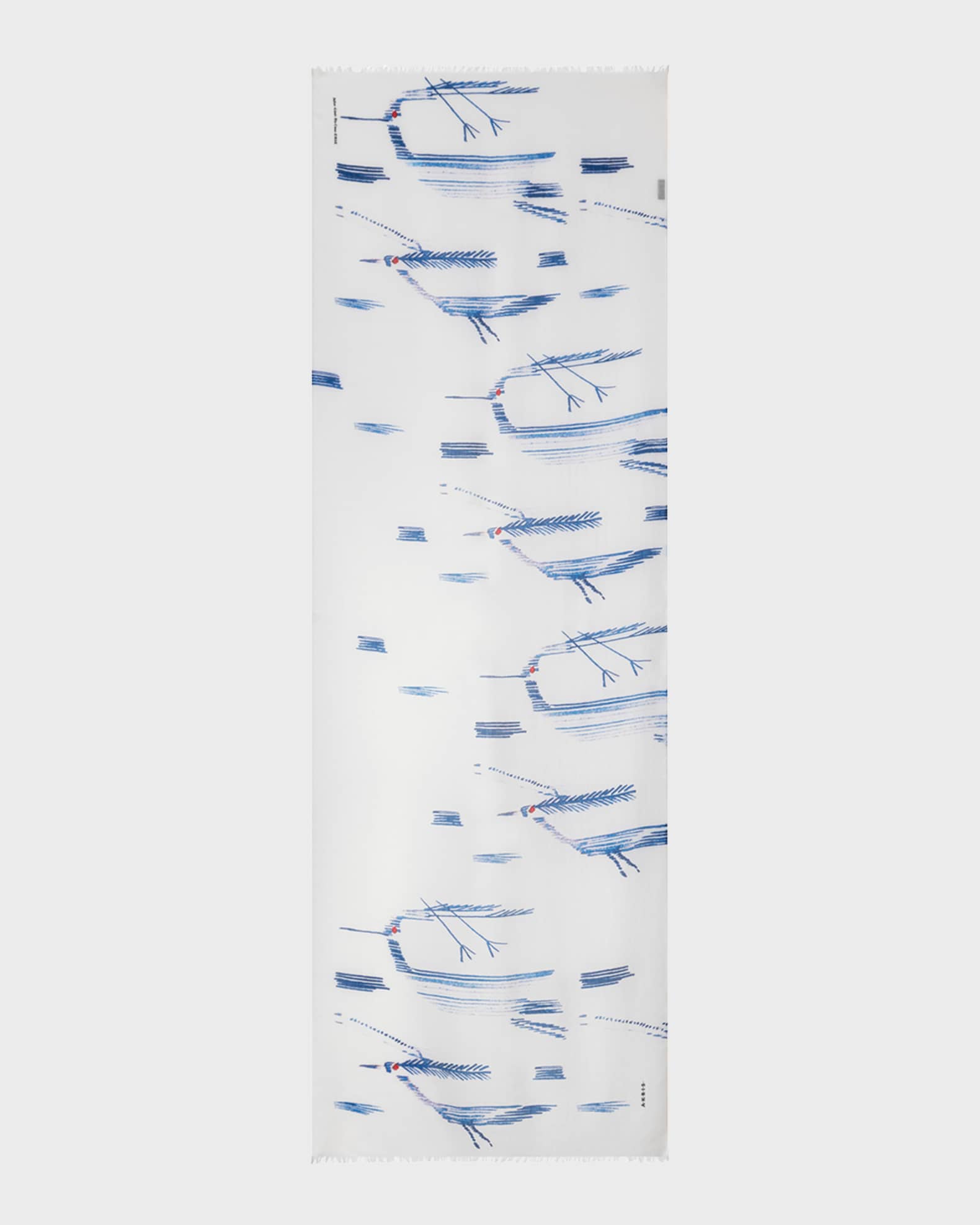Akris Kasuri Birds Print Cashmere Silk Scarf