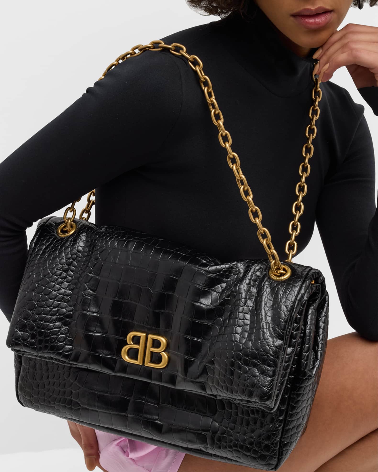Monaco Medium Chain Bag In Black