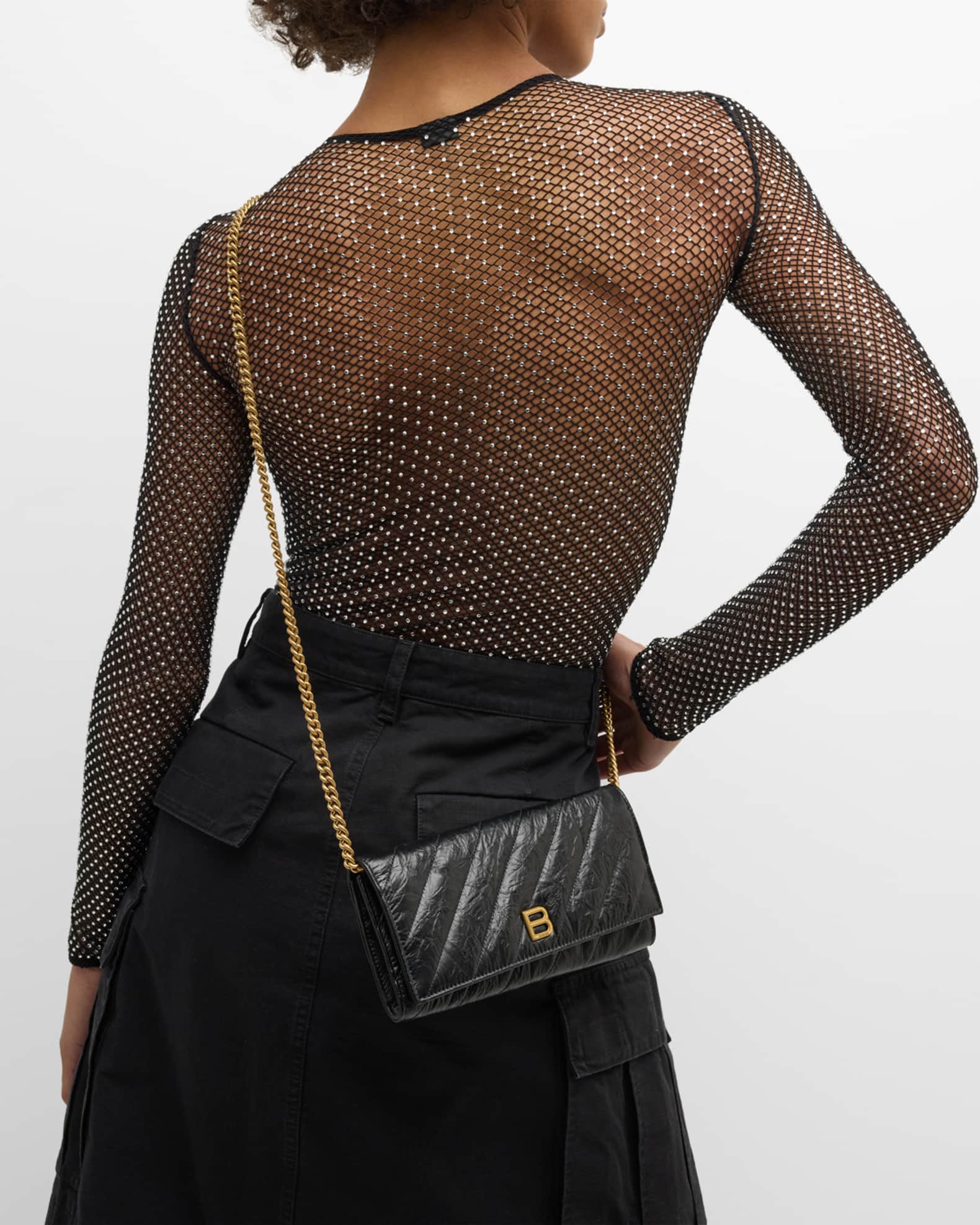 Balenciaga Crush Quilted Wallet on Chain | Neiman Marcus
