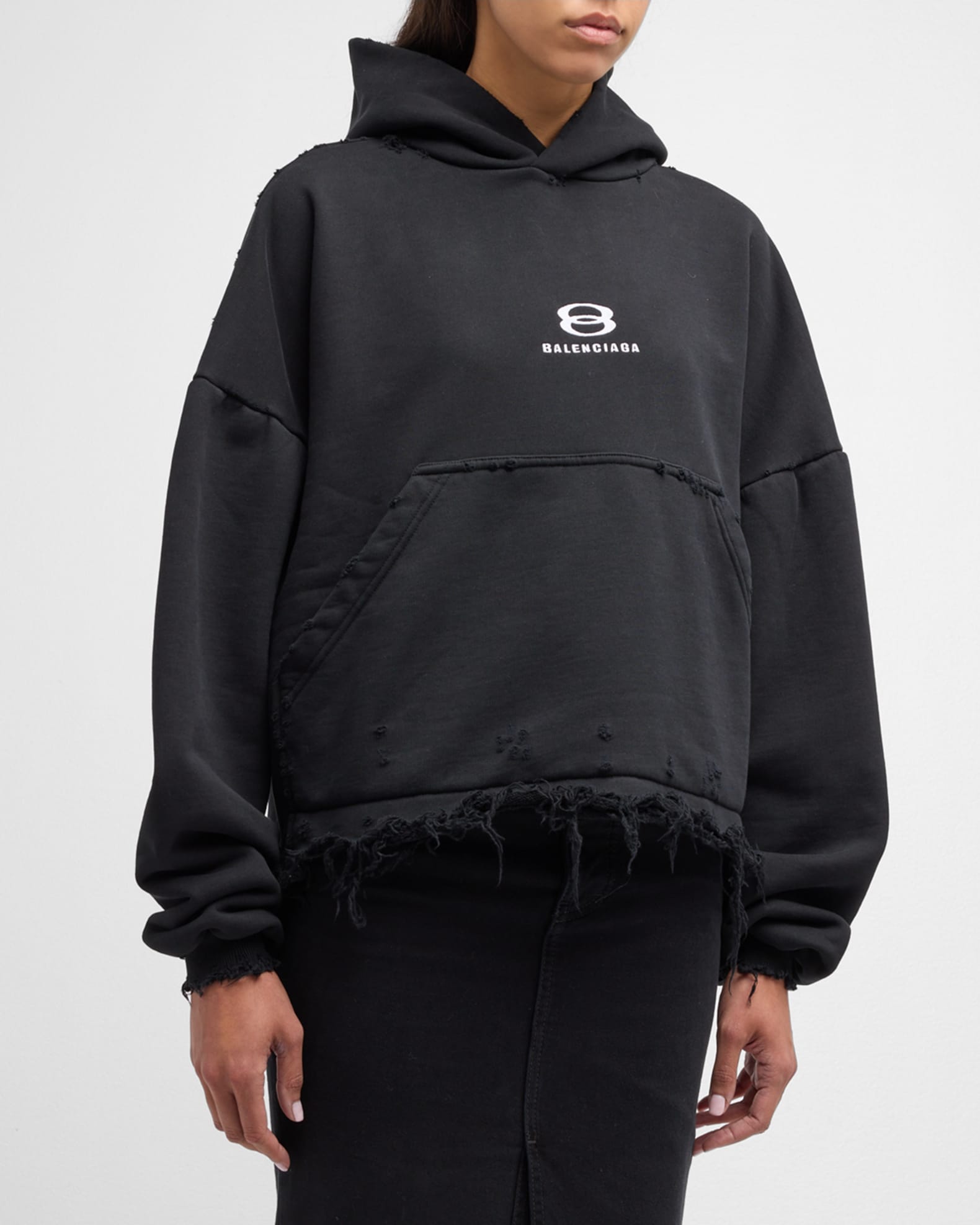 Distressed Unity Sports Icon Crop Hoodie