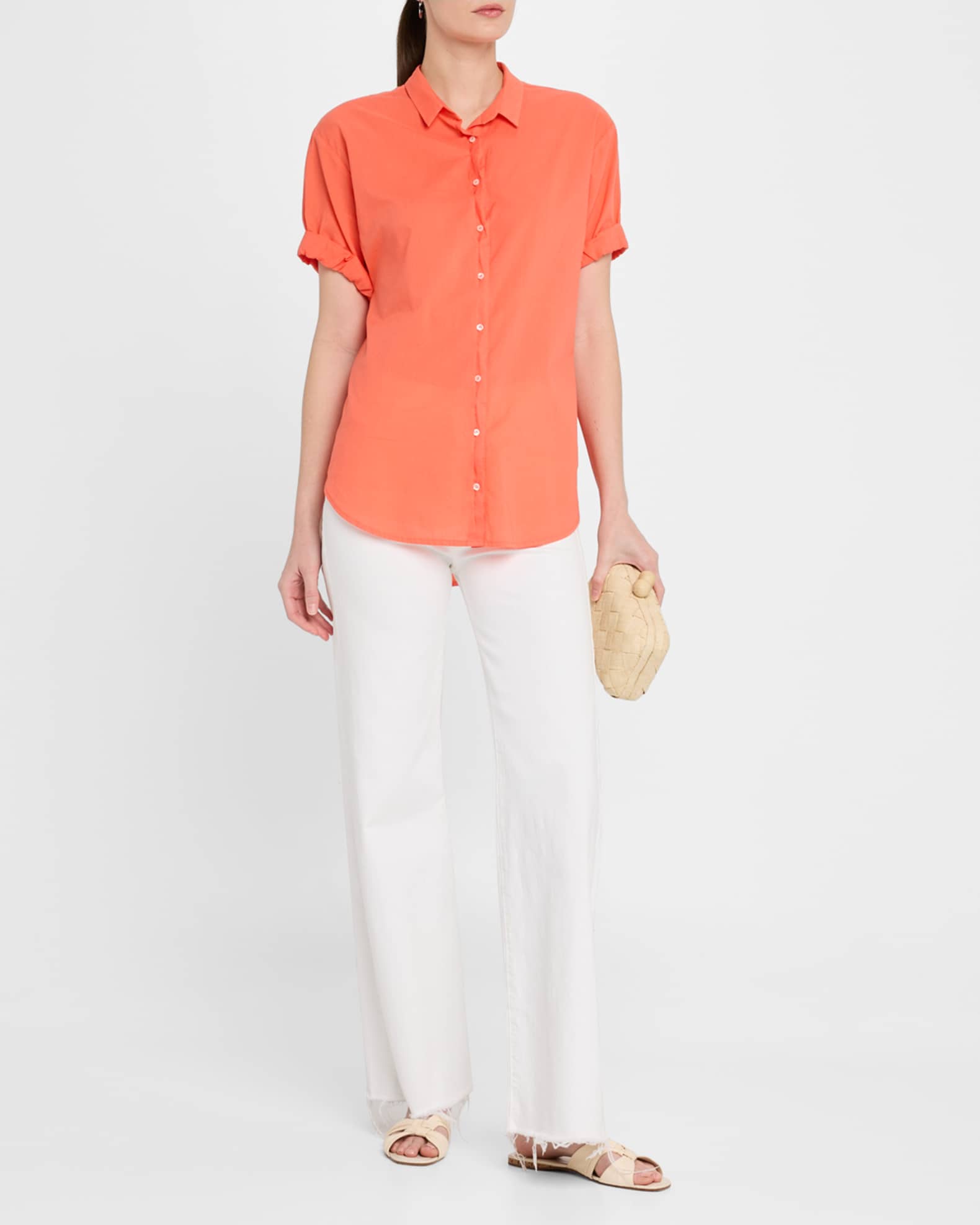 Channing Button-Down Rolled-Sleeve Cotton Top 1