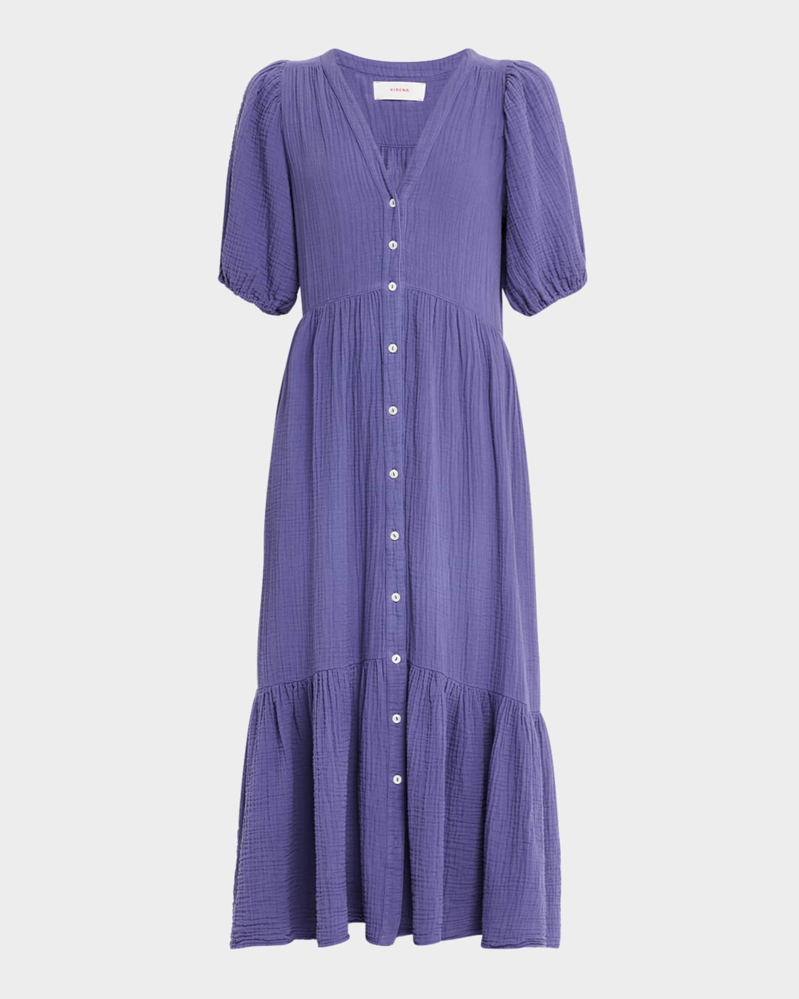 Lennox Blouson-Sleeve Cotton Gauze Midi Dress 0