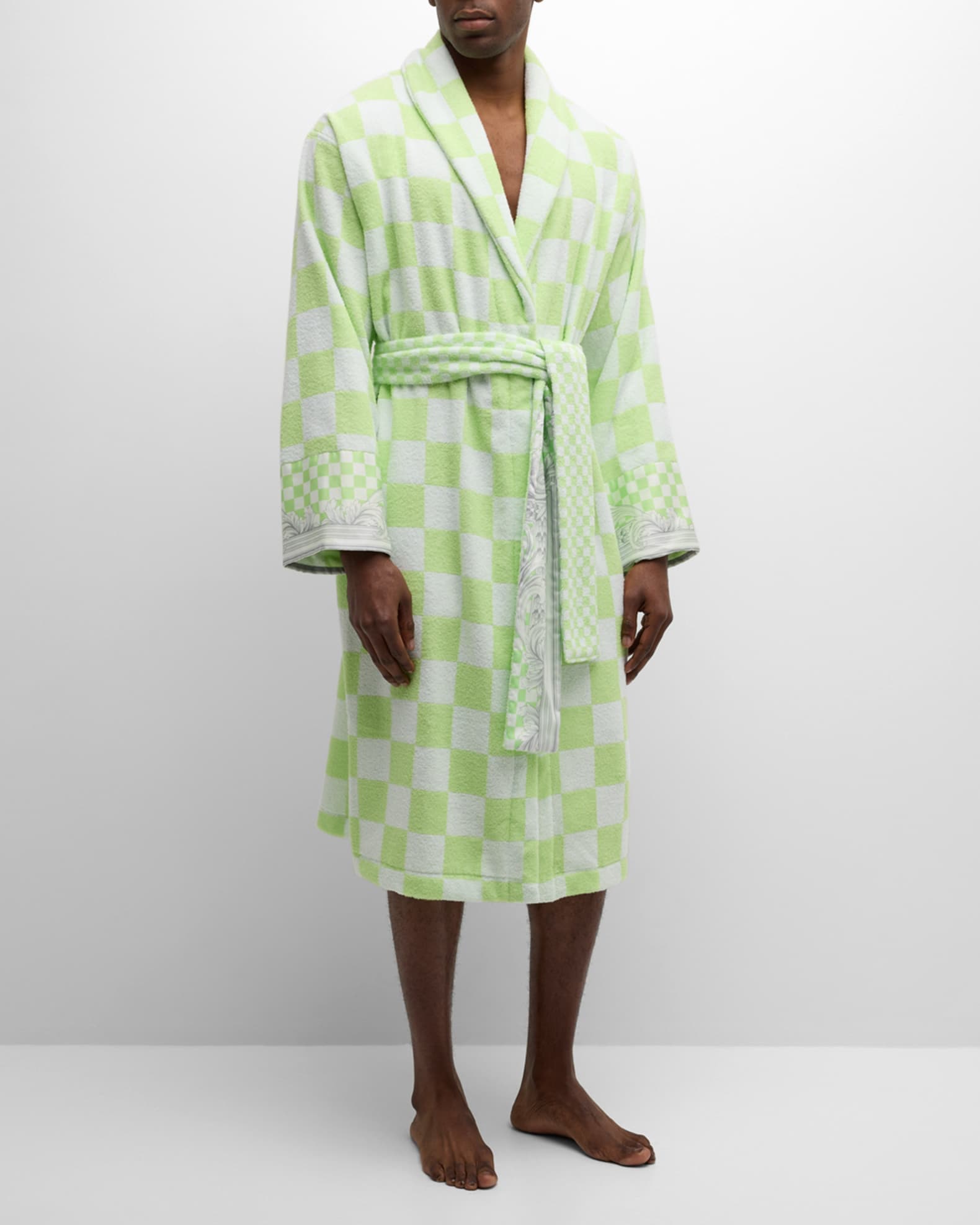 Versace Men's Medusa Contrasto Bathrobe Neiman Marcus