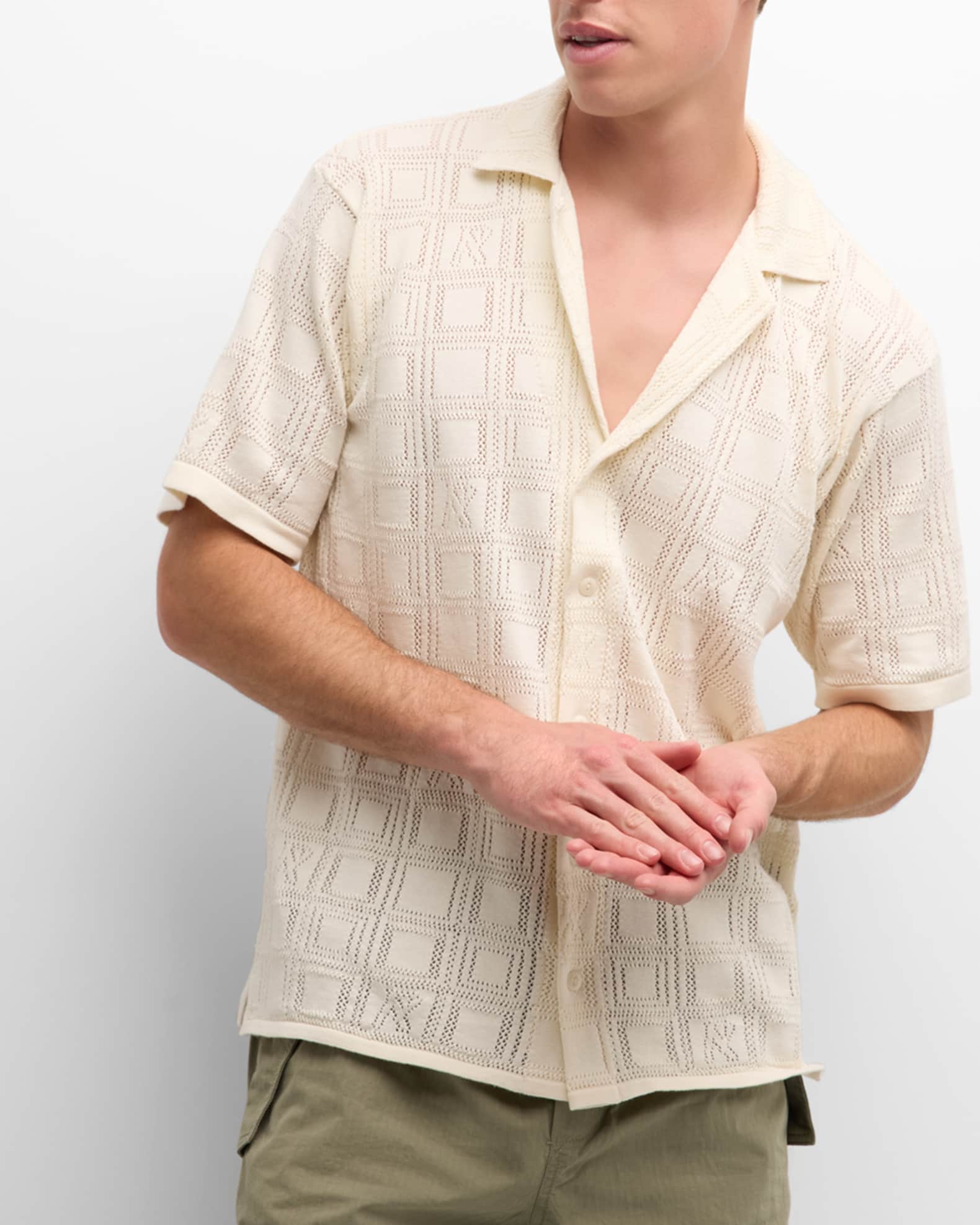 REPRESENT Men's Lace Knit Button-Down Shirt | Neiman Marcus