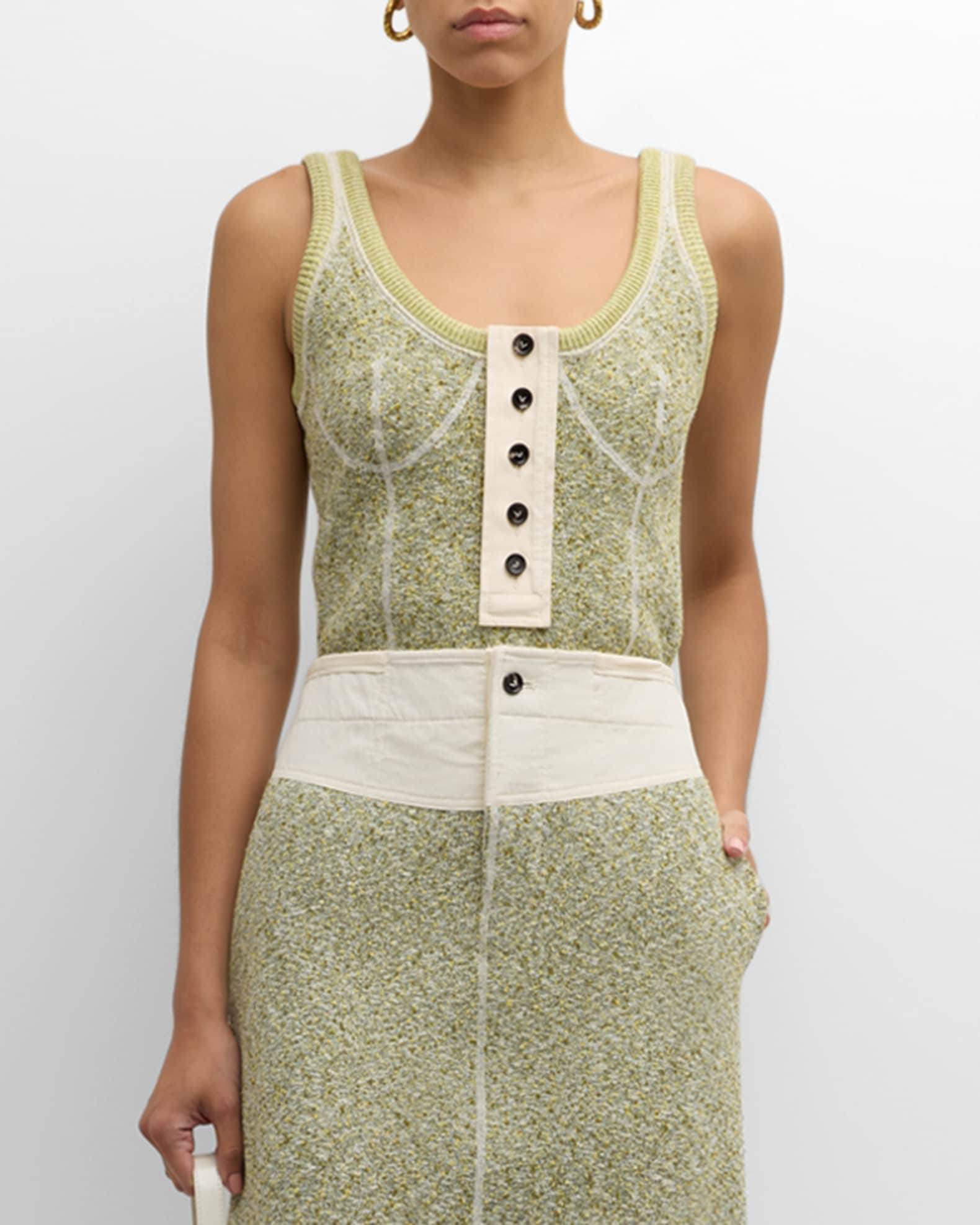 Knotted Mouline Cotton Jersey Tank Top 1