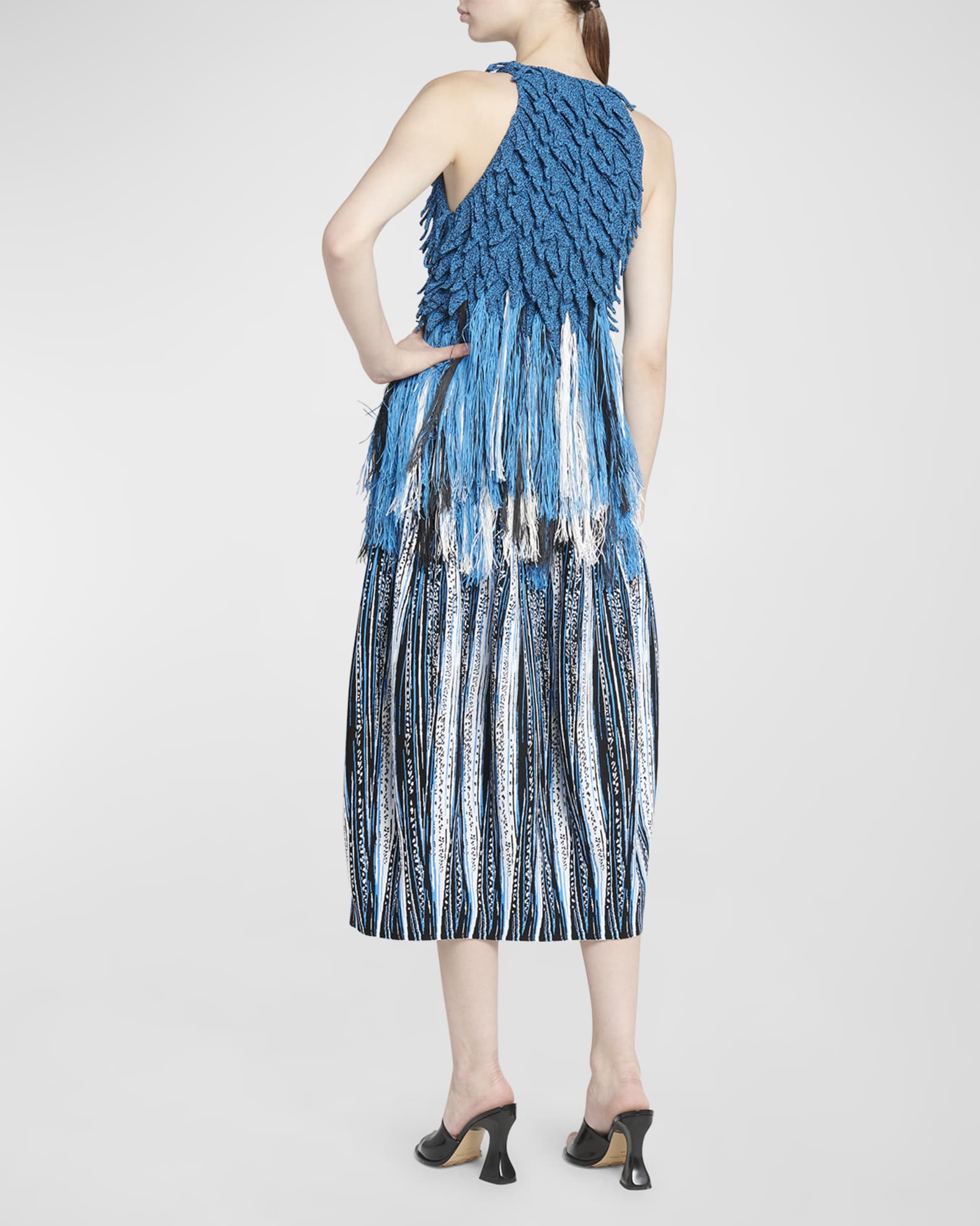 【返品不可】 Bottega Knit Textured Empire-Waist Fringe Sleeveless Veneta ワンピース