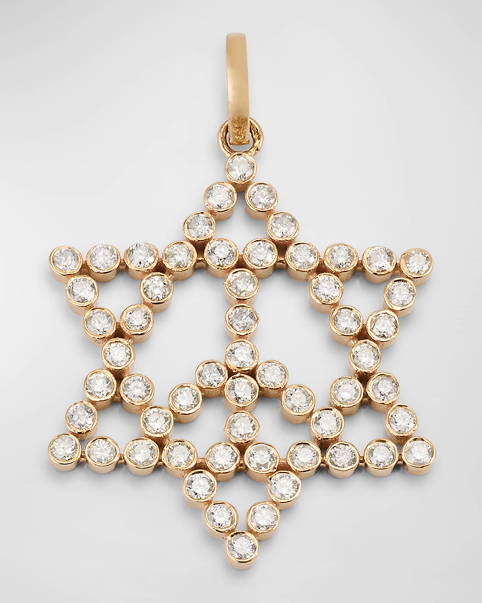 14K Gold Large Star of David Peace Diamond Charm 0