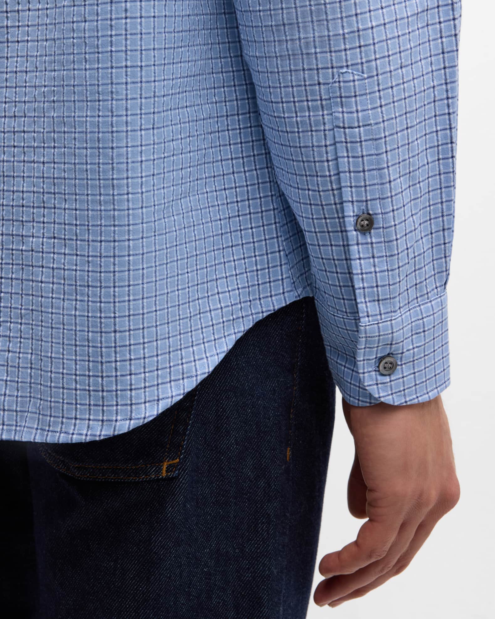 Emporio Armani Men's Cotton Grid Check Sport Shirt | Neiman Marcus