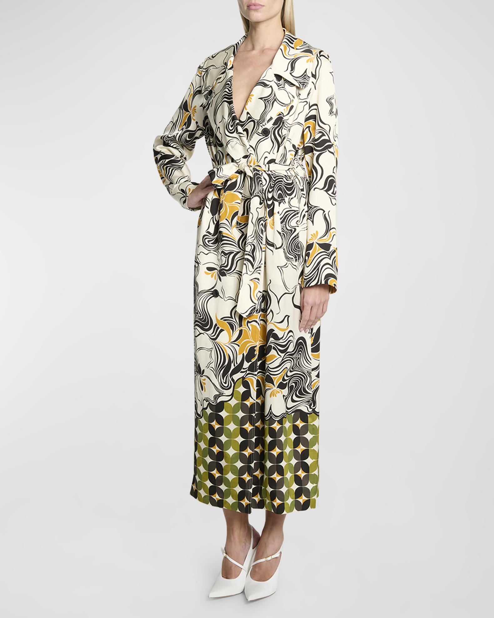Abstract Print Patchwork Feminine Belted Beachwear