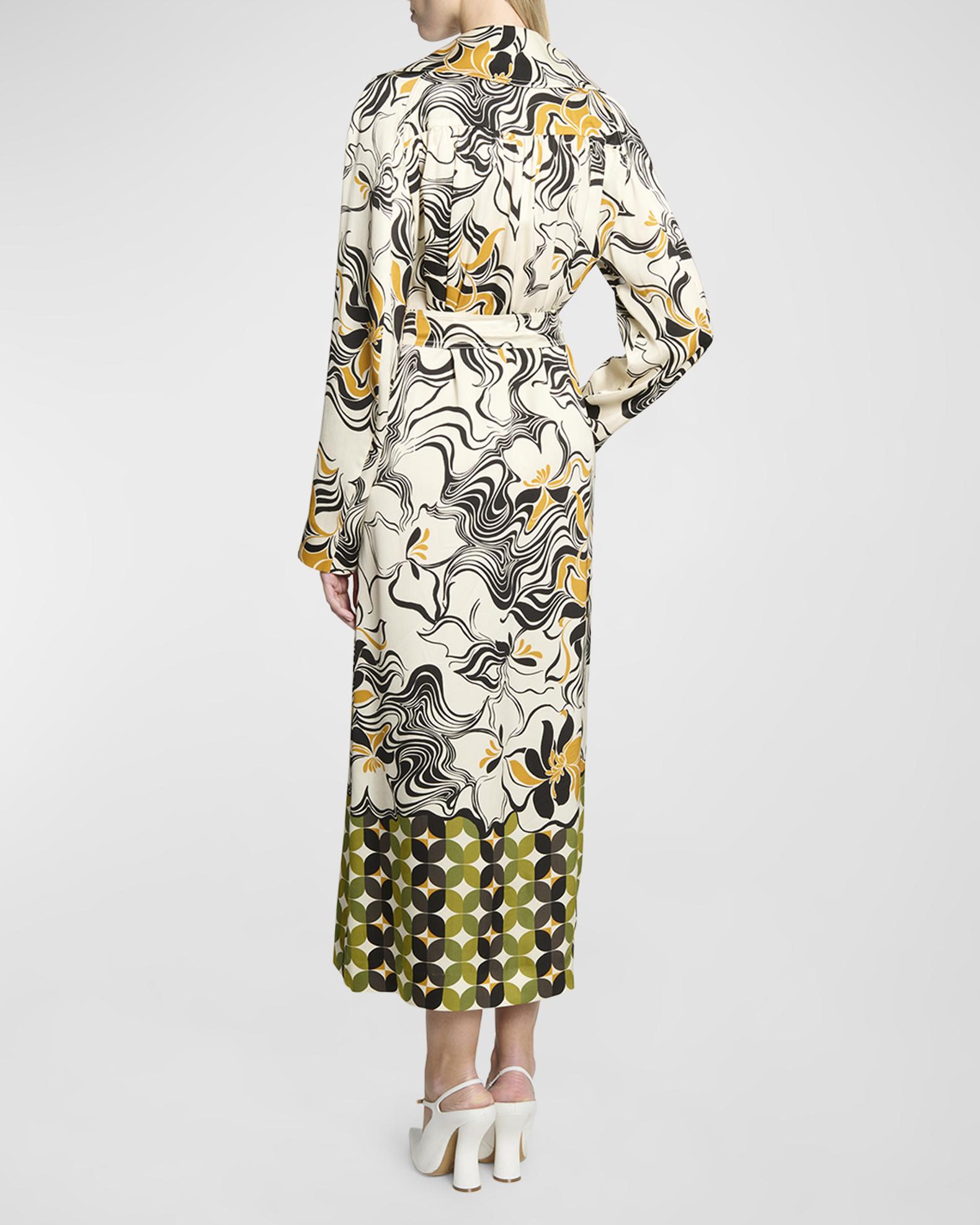 Dries Van Noten Rolana Abstract Print Belted Trench Coat | Neiman Marcus