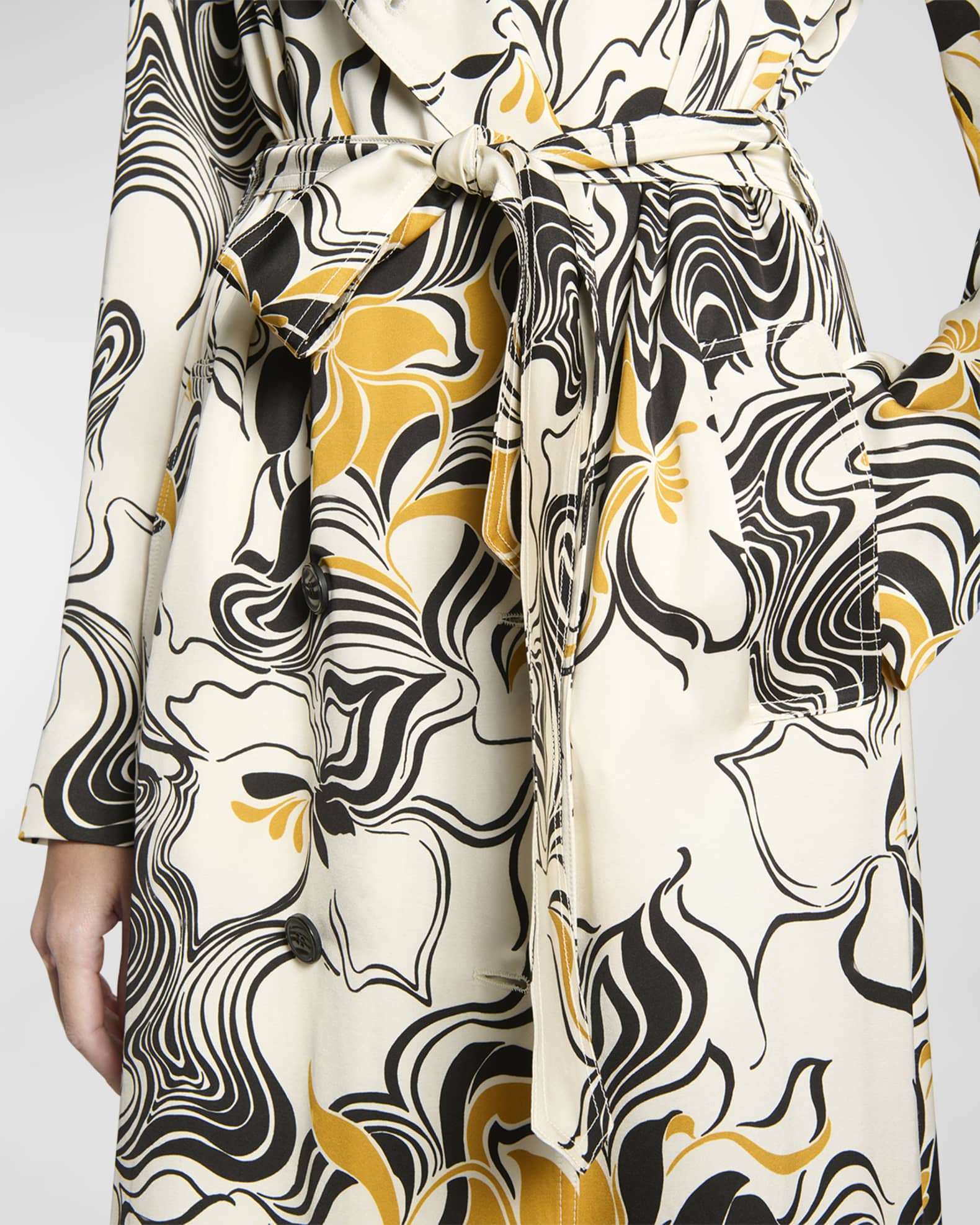 Vintage 1950s Cotton Abstract Print Belted Dress | XS