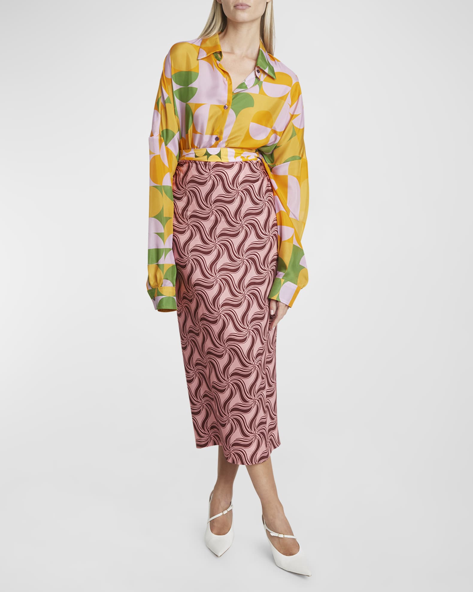 DRIES VAN NOTEN | Stone Washed Cotton Chino Wrapped Skirt
