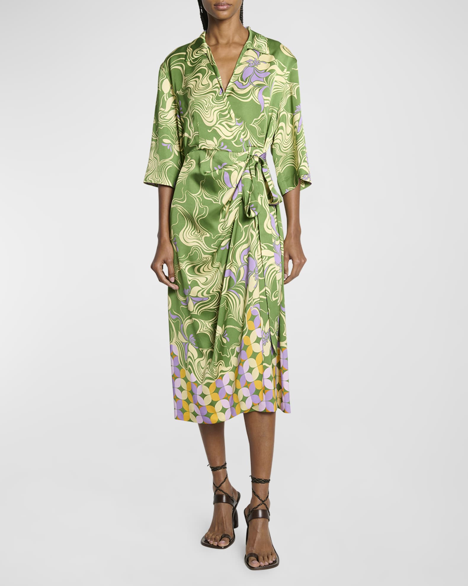 Dakola Printed Wrap Midi Dress