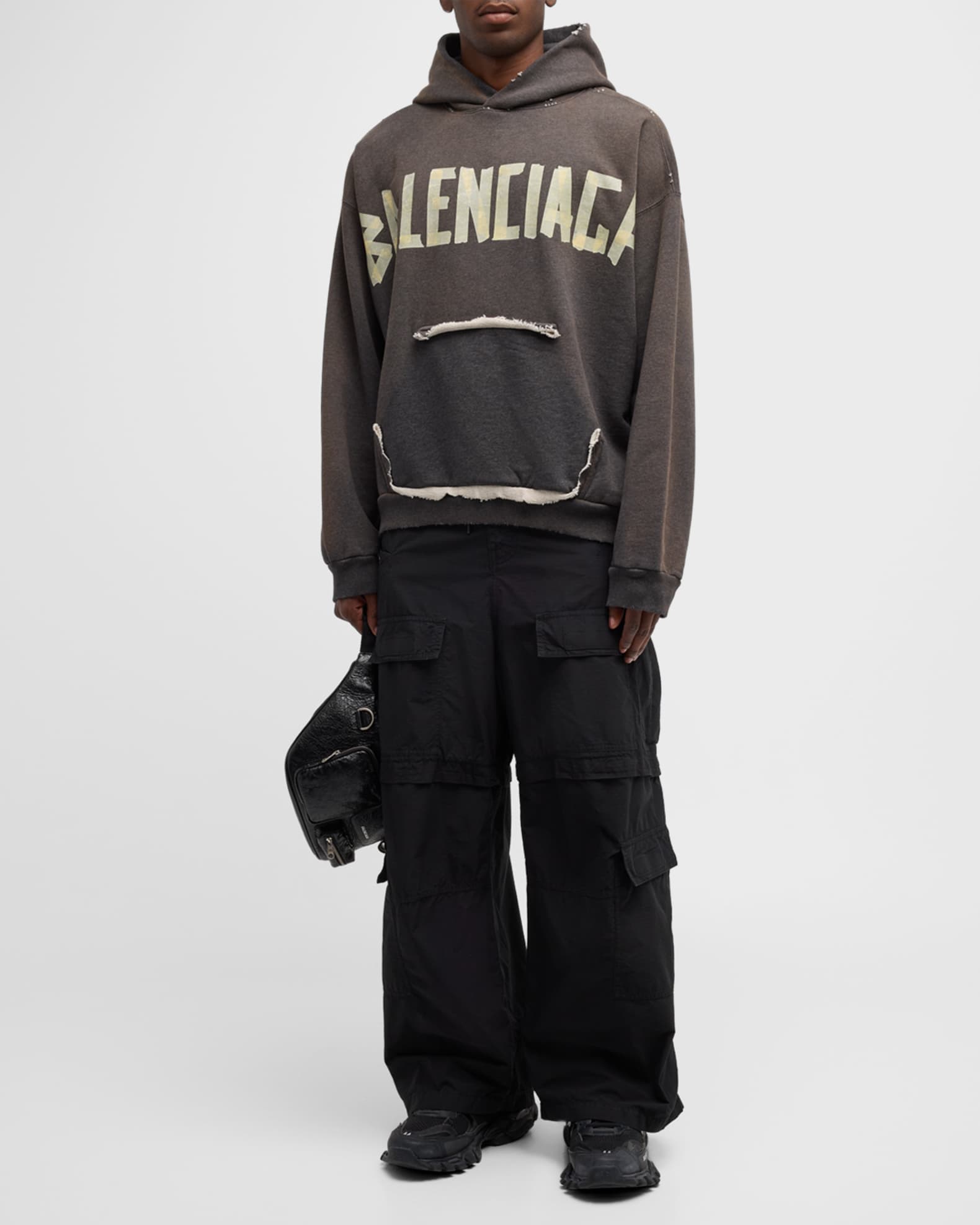 Balenciaga Men's Ripped Pocket Hoodie | Neiman Marcus