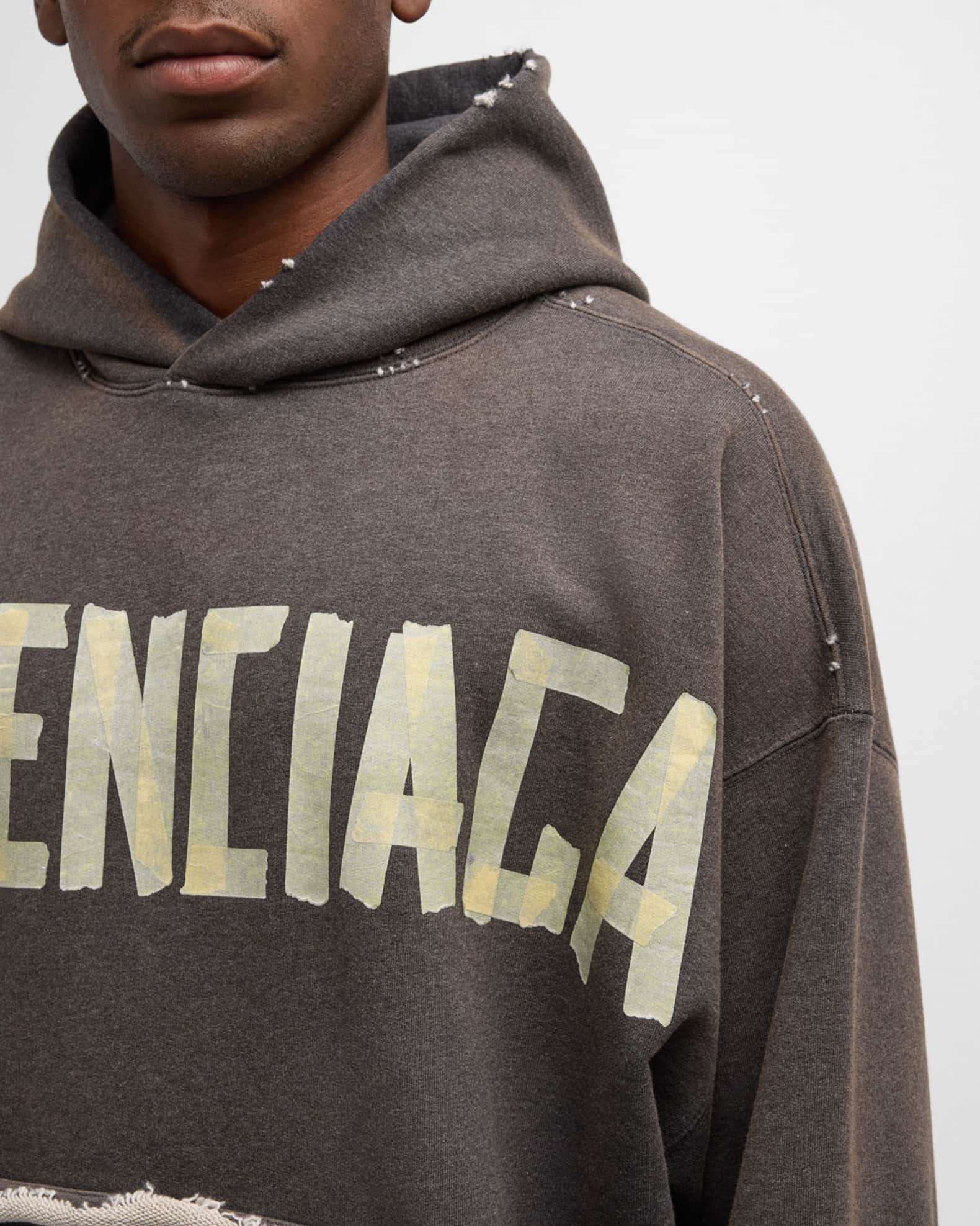 Balenciaga Men's Ripped Pocket Hoodie | Neiman Marcus