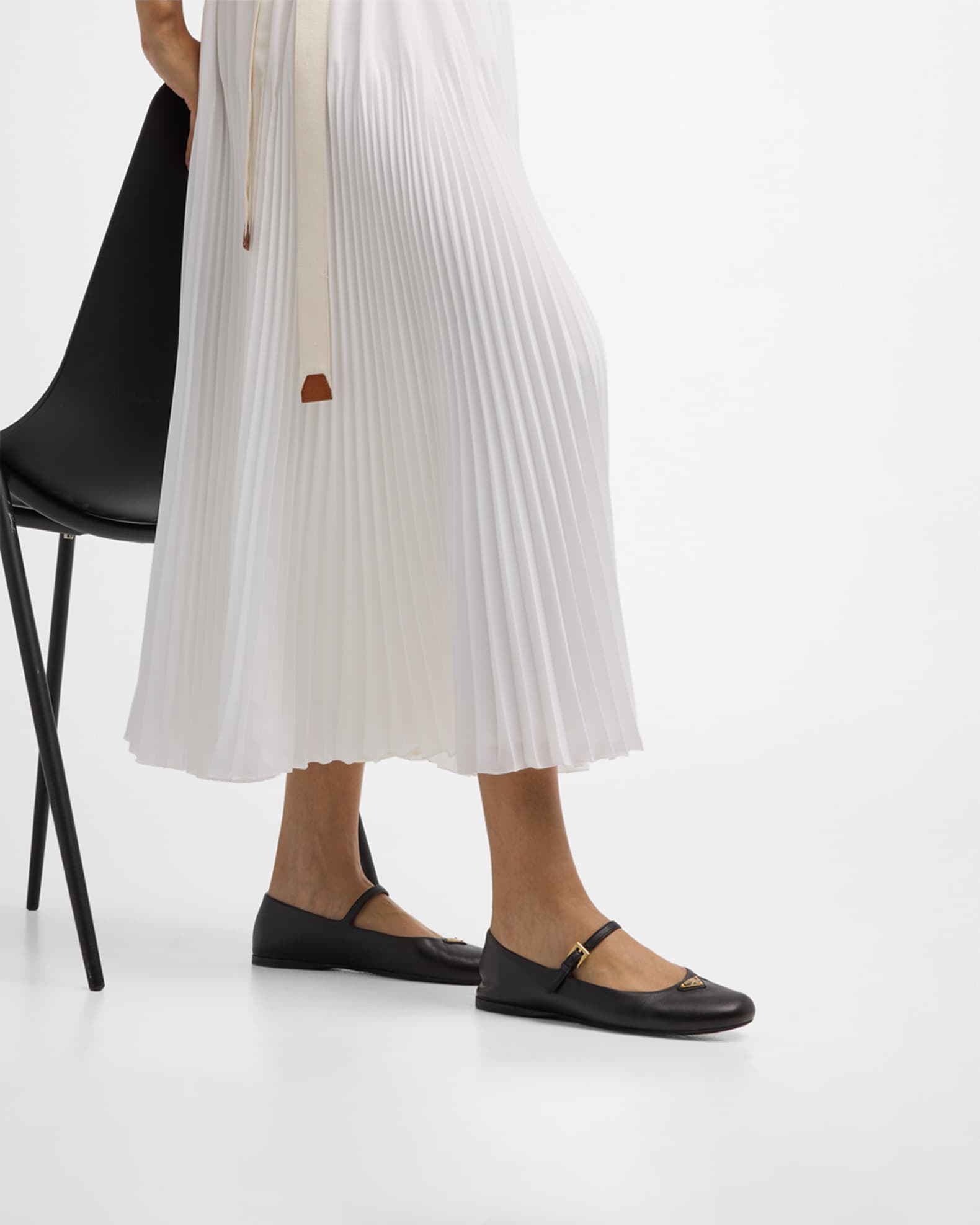 Lambskin Triangle Mary Jane Ballerina Flats 1