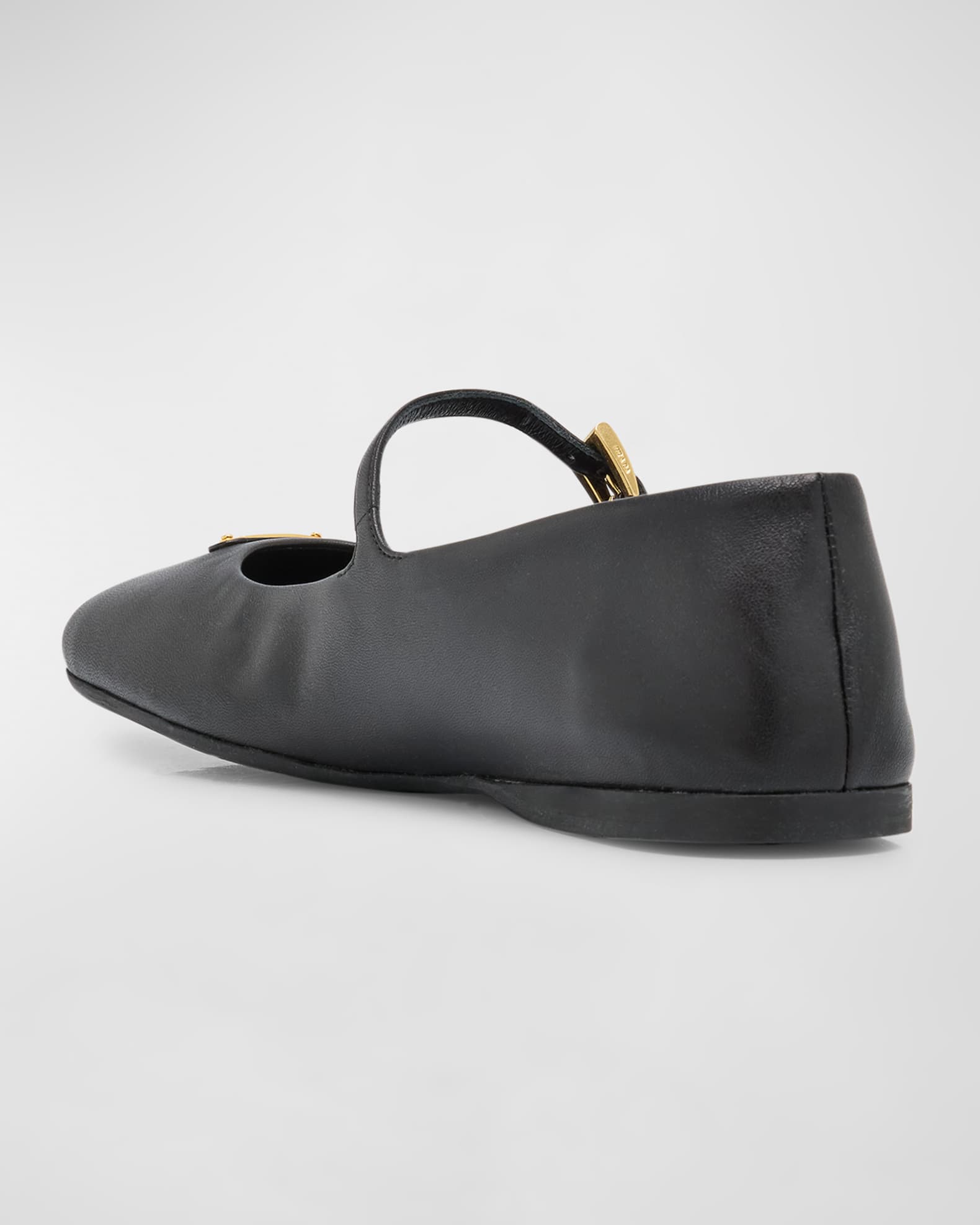 Prada Lambskin Triangle Mary Jane Ballerina Flats | Neiman